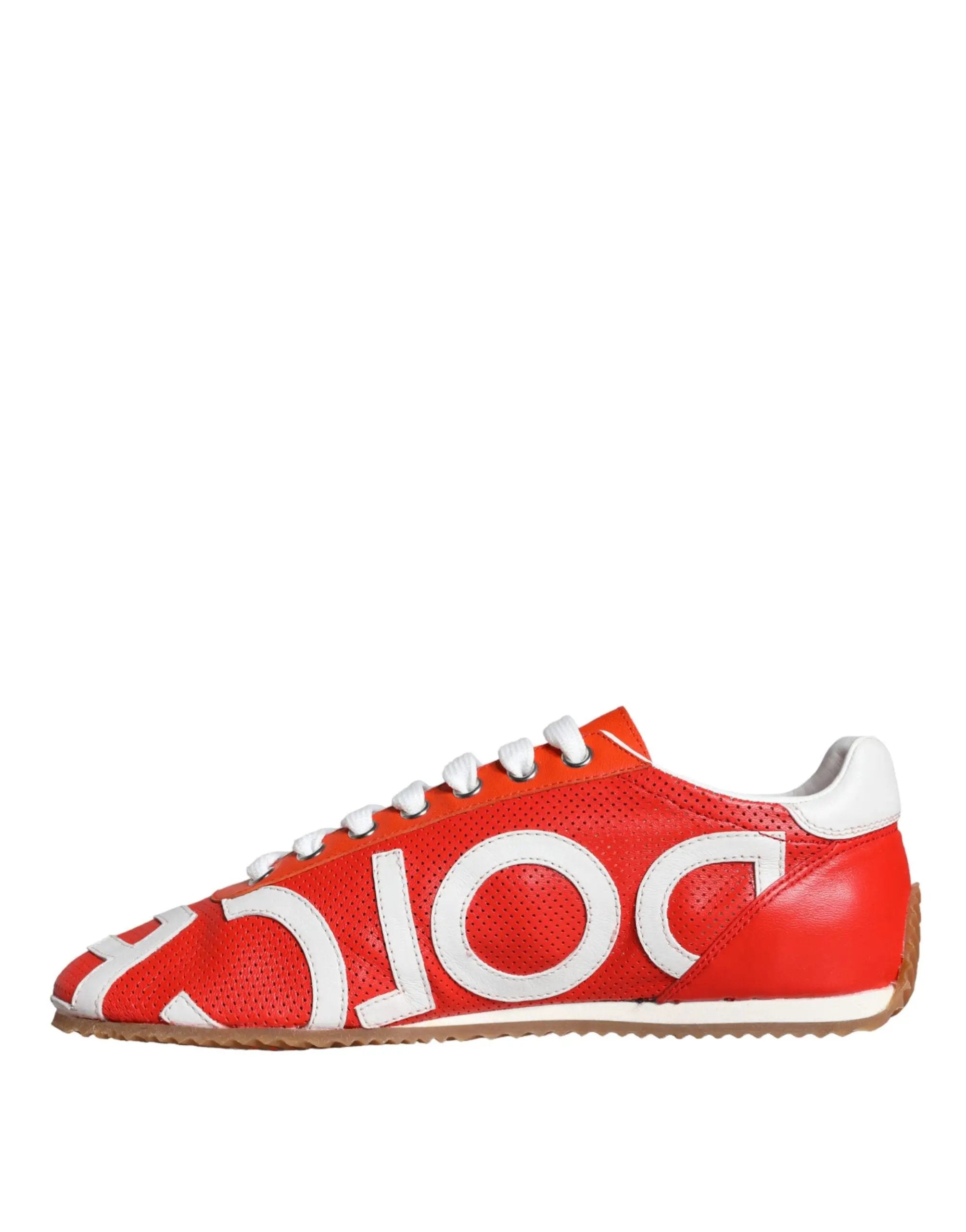 Baskets décontractées Dolce &amp; Gabbana en cuir rouge et blanc avec logo