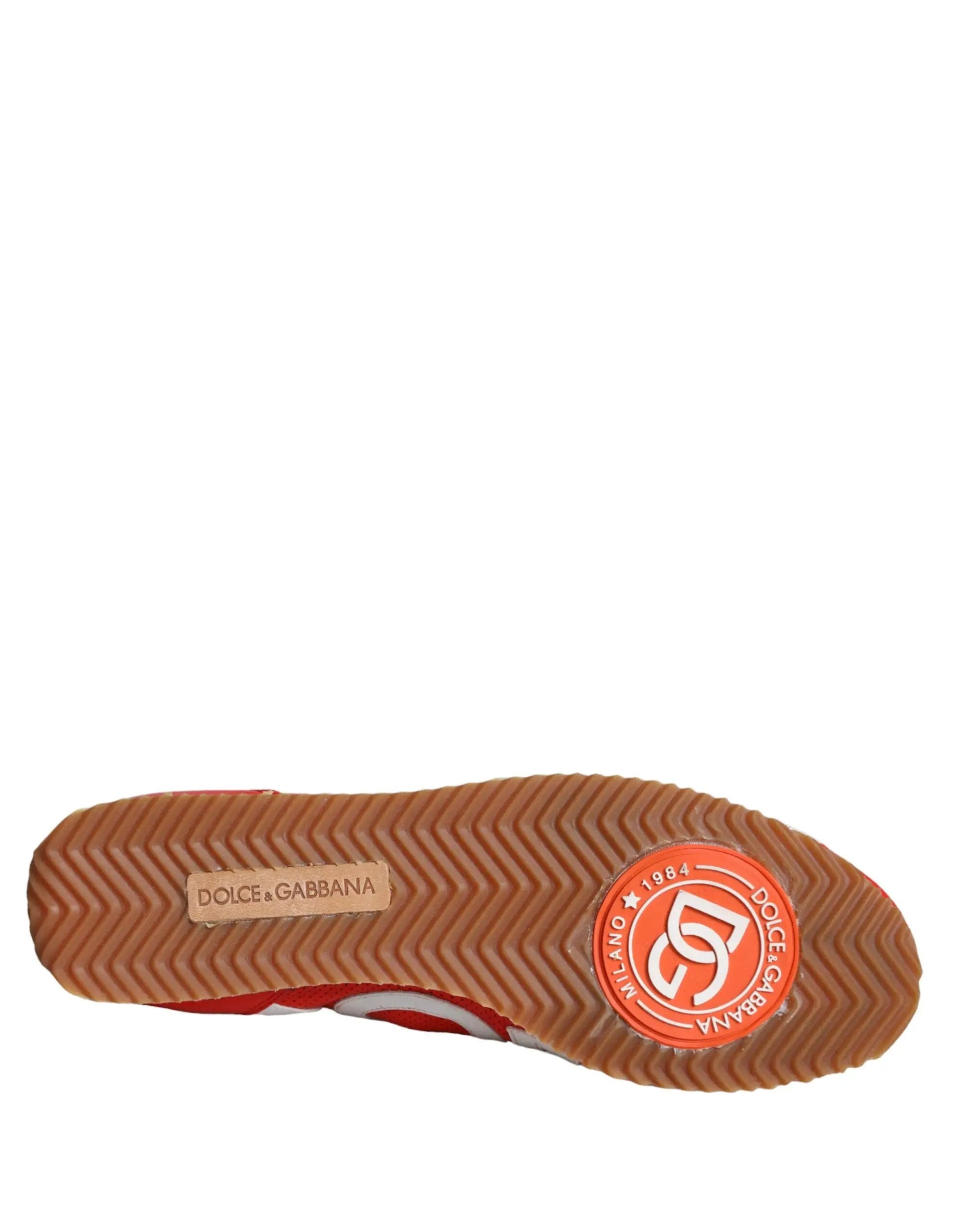 Baskets décontractées Dolce &amp; Gabbana en cuir rouge et blanc avec logo