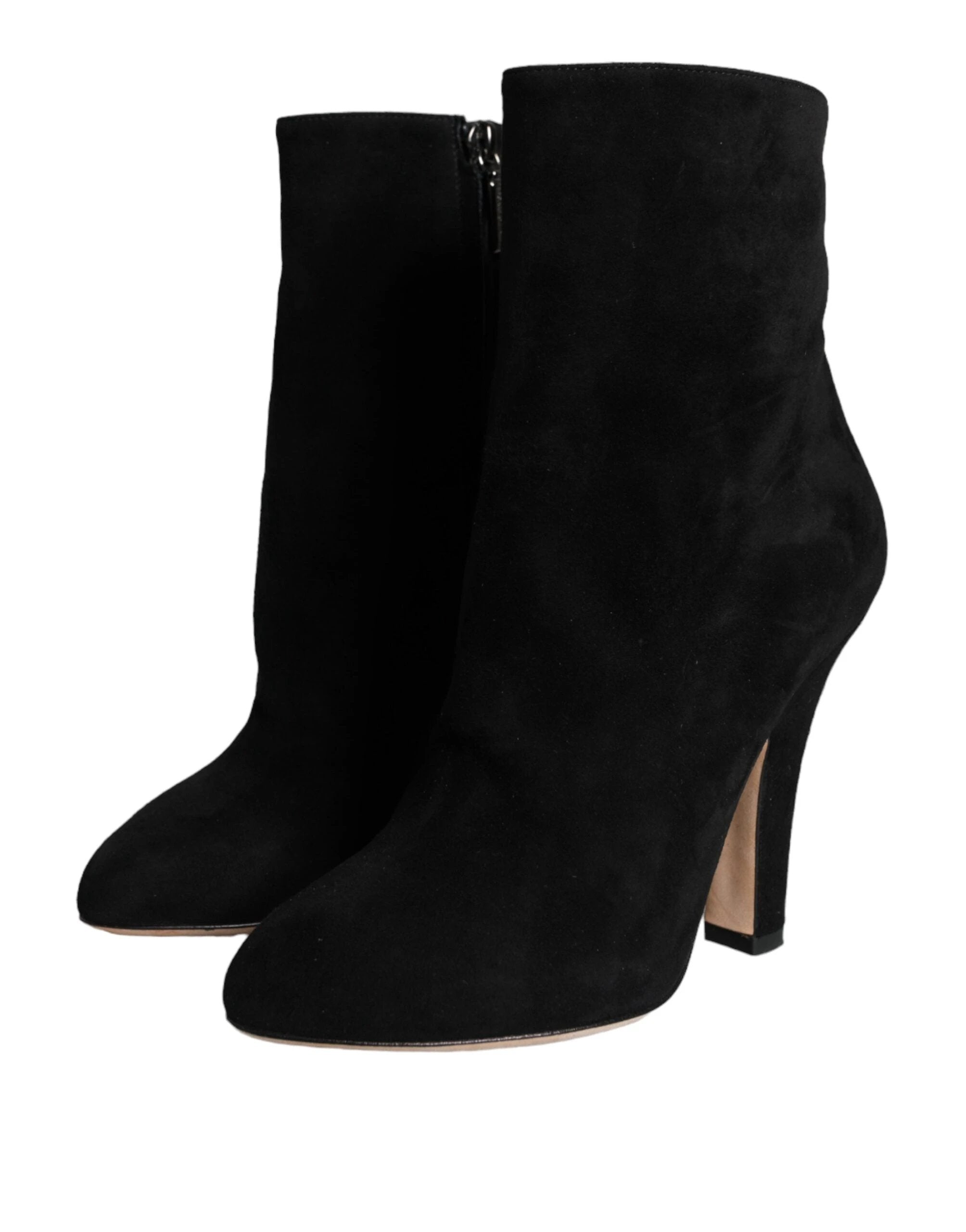 Dolce & Gabbana Black Suede Leather Mid Calf Boots Shoes by Dolce & Gabbana
