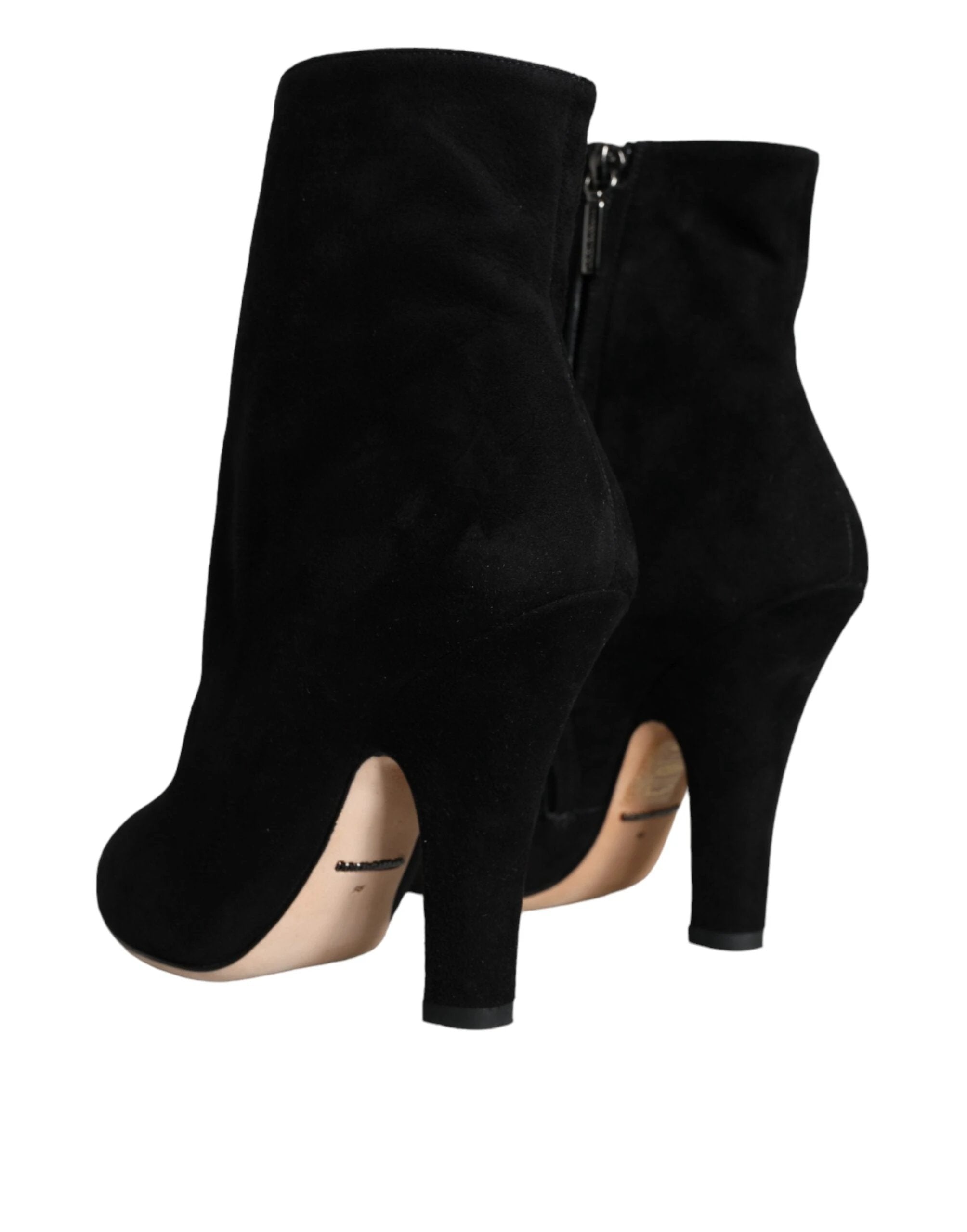 Dolce & Gabbana Black Suede Leather Mid Calf Boots Shoes by Dolce & Gabbana
