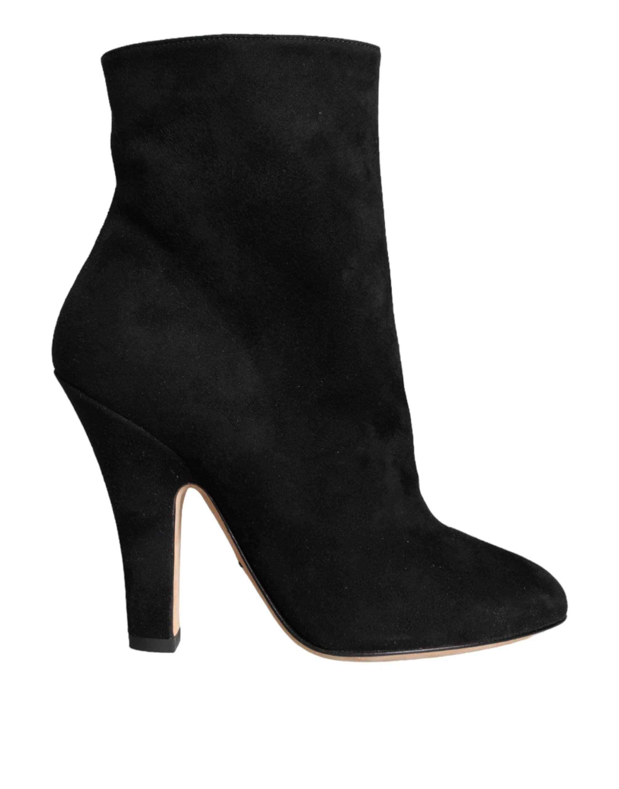Dolce & Gabbana Black Suede Leather Mid Calf Boots Shoes by Dolce & Gabbana