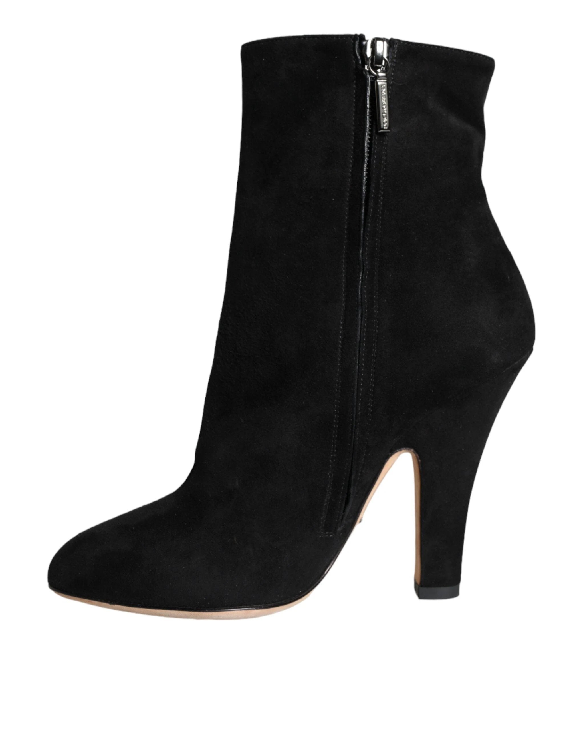 Dolce & Gabbana Black Suede Leather Mid Calf Boots Shoes by Dolce & Gabbana
