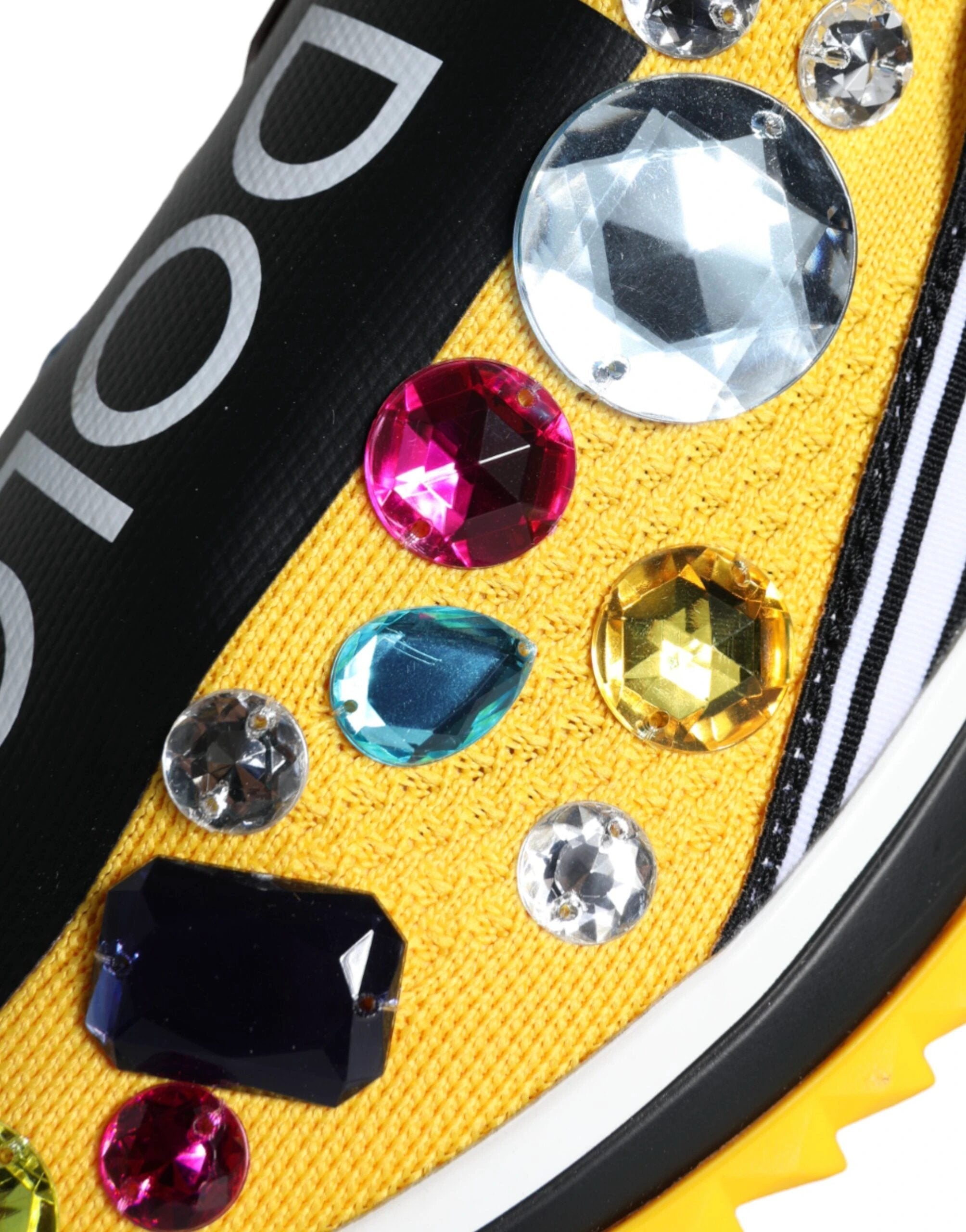 Dolce & Gabbana Yellow Sorrento Crystals Sneakers Womens Shoes by Dolce & Gabbana