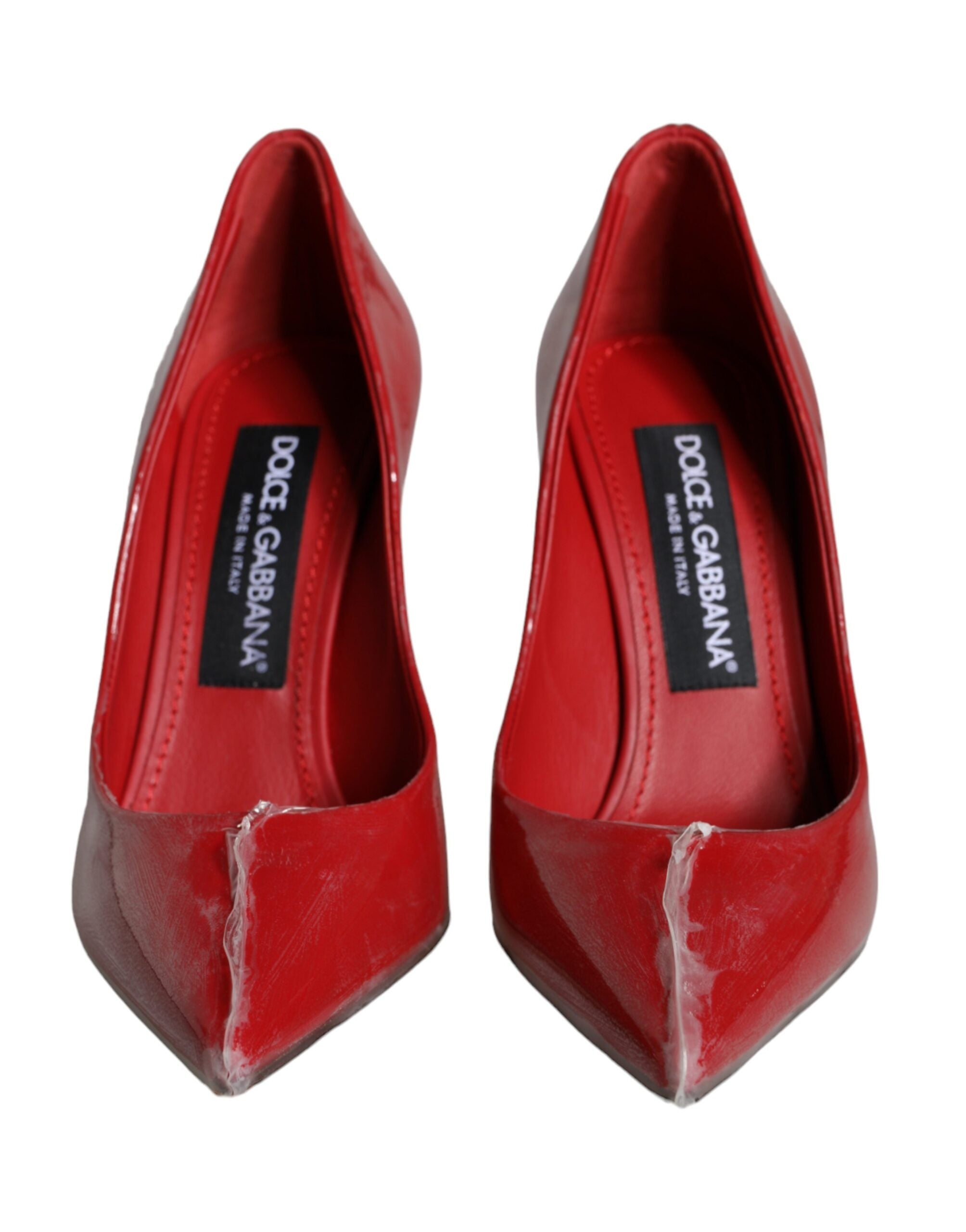 Dolce & Gabbana Red Patent Leather Faux Pearl Heels Pumps Shoes by Dolce & Gabbana