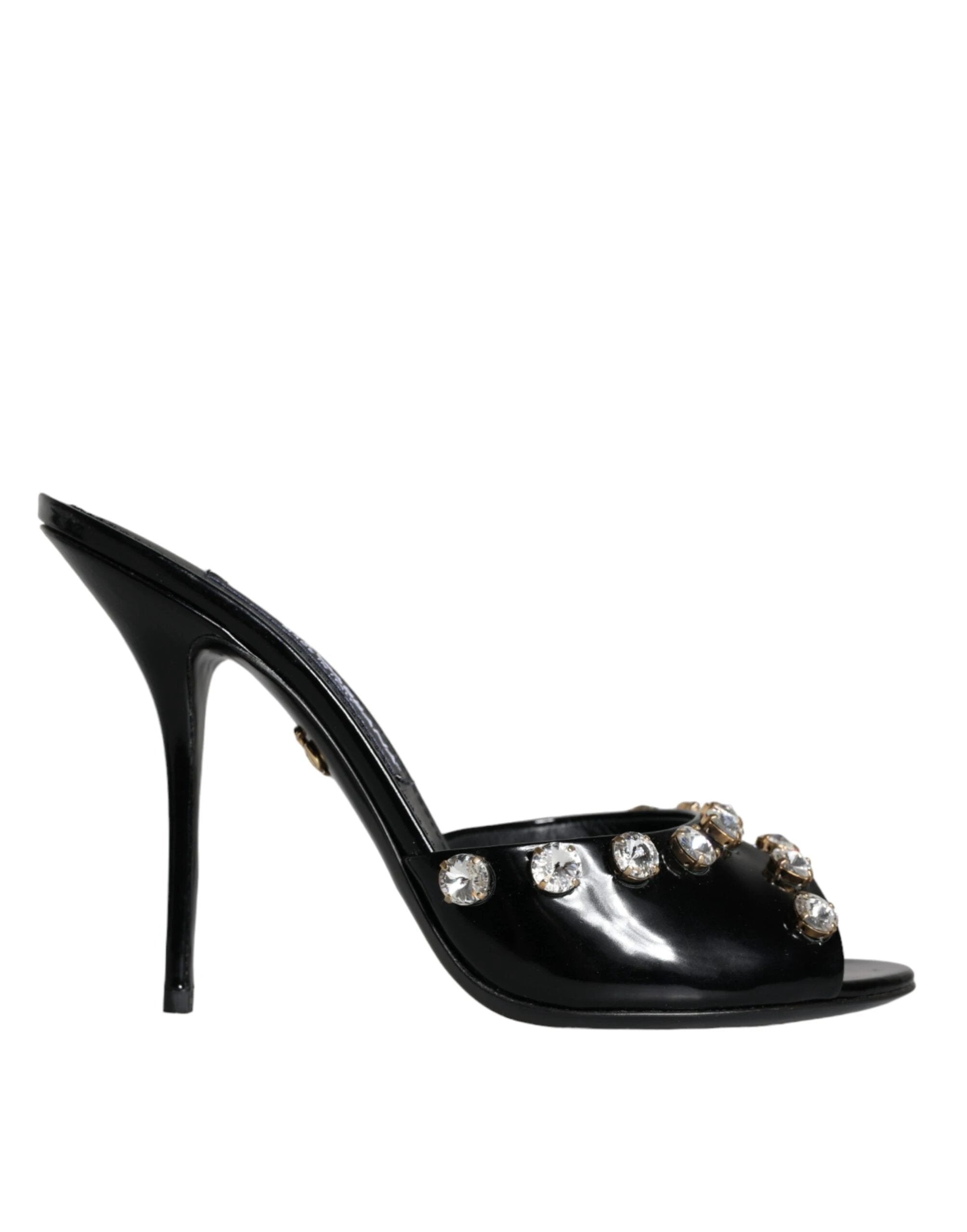 Dolce & Gabbana Black Crystal Heels Keira Sandals Shoes by Dolce & Gabbana