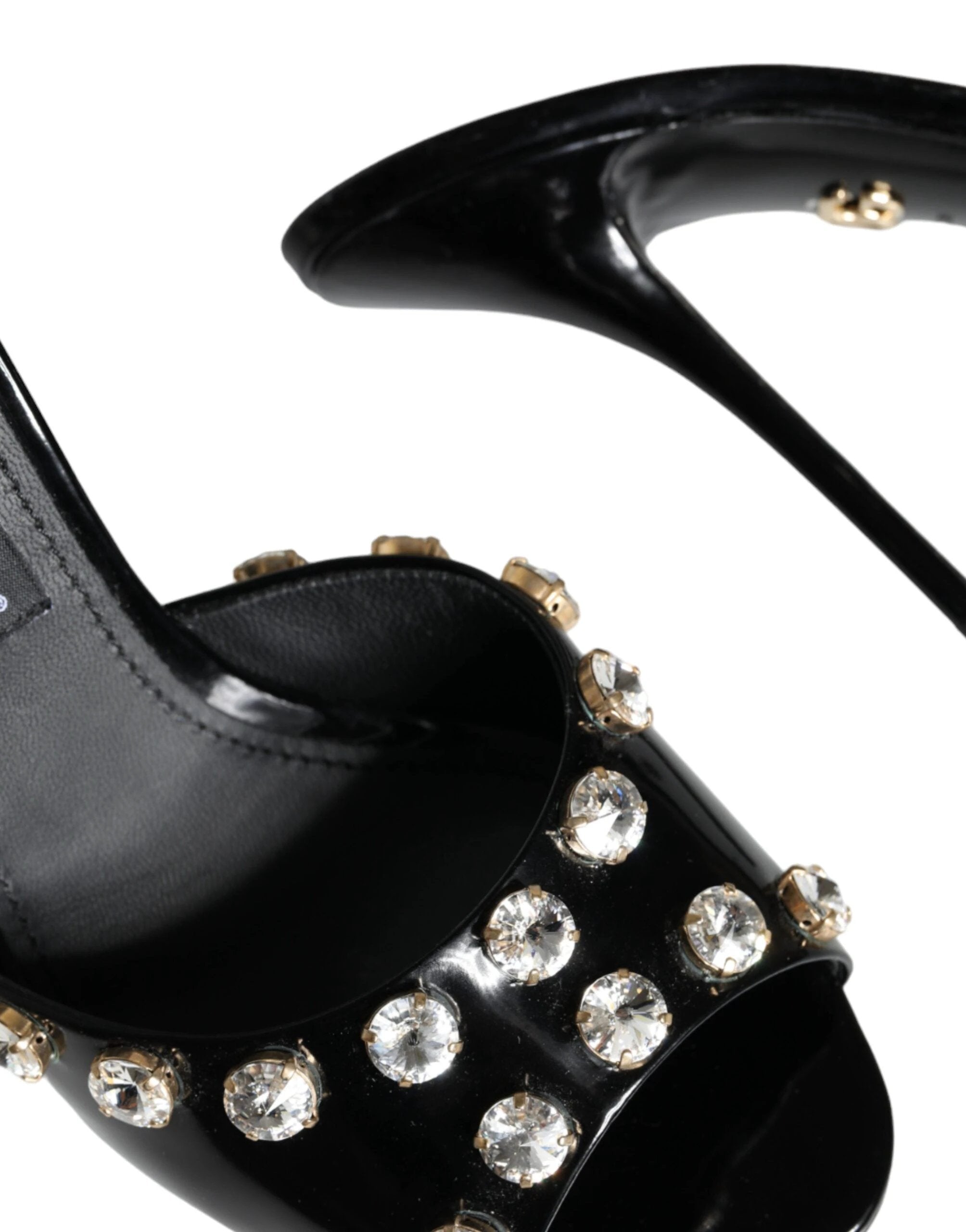 Dolce & Gabbana Black Crystal Heels Keira Sandals Shoes by Dolce & Gabbana
