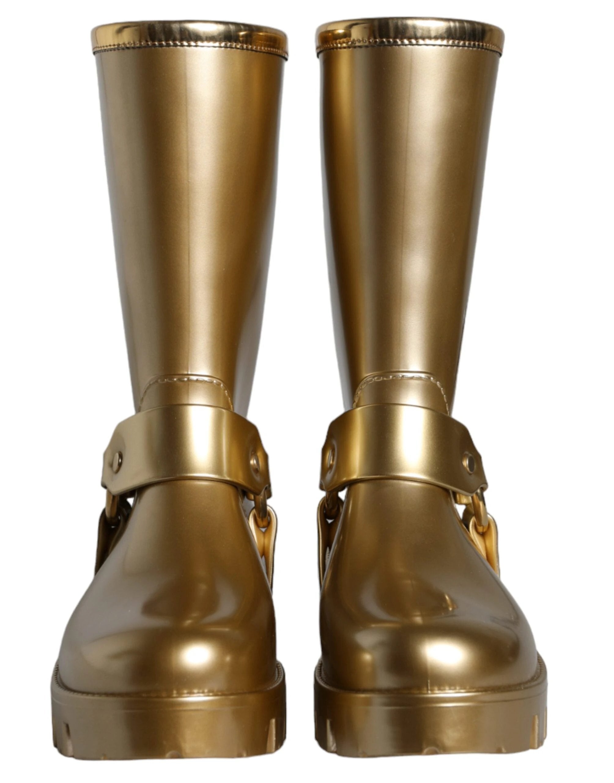 Dolce & Gabbana Metallic Gold Rubber PVC Rain Boots Shoes by Dolce & Gabbana