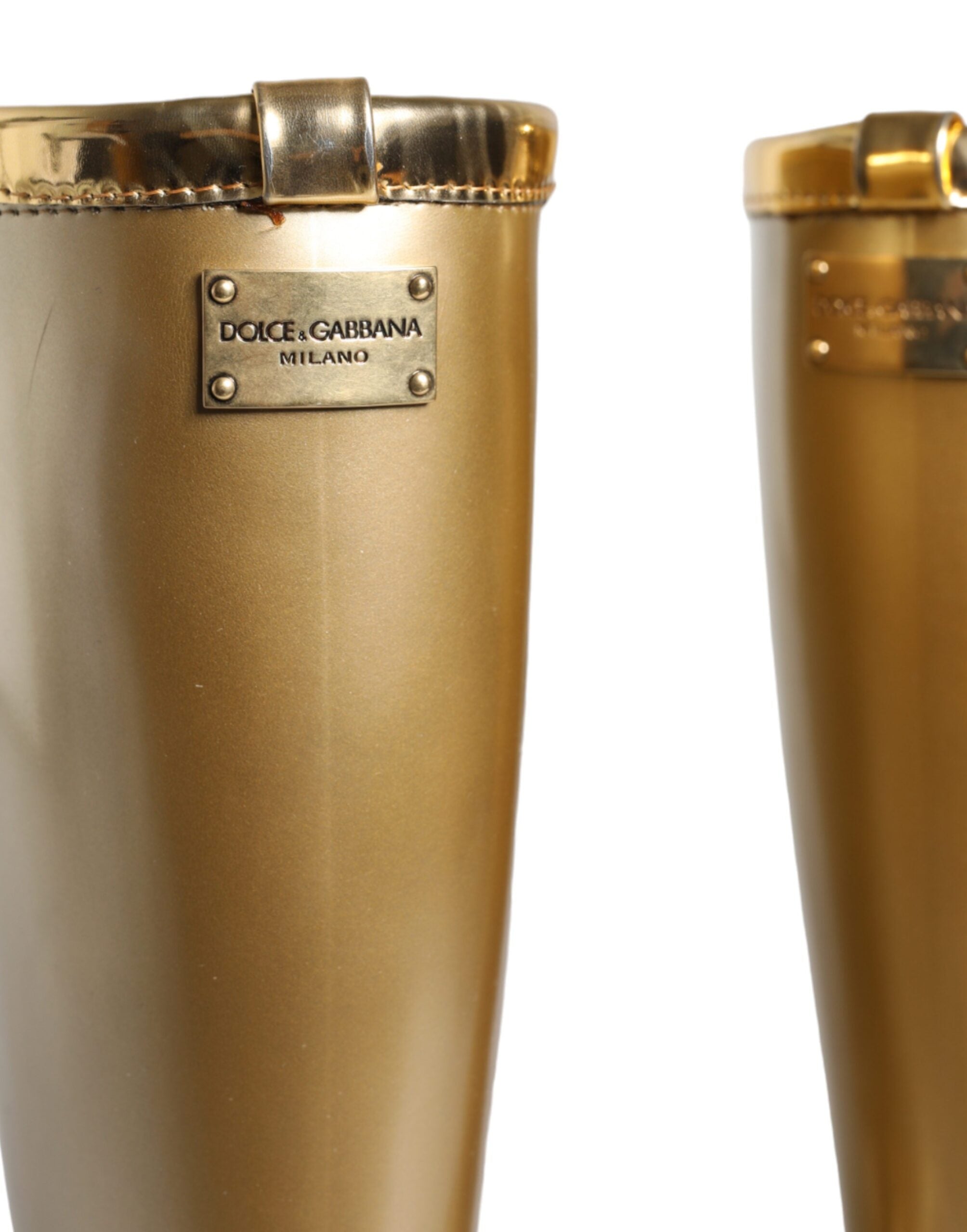 Dolce & Gabbana Metallic Gold Rubber PVC Rain Boots Shoes by Dolce & Gabbana