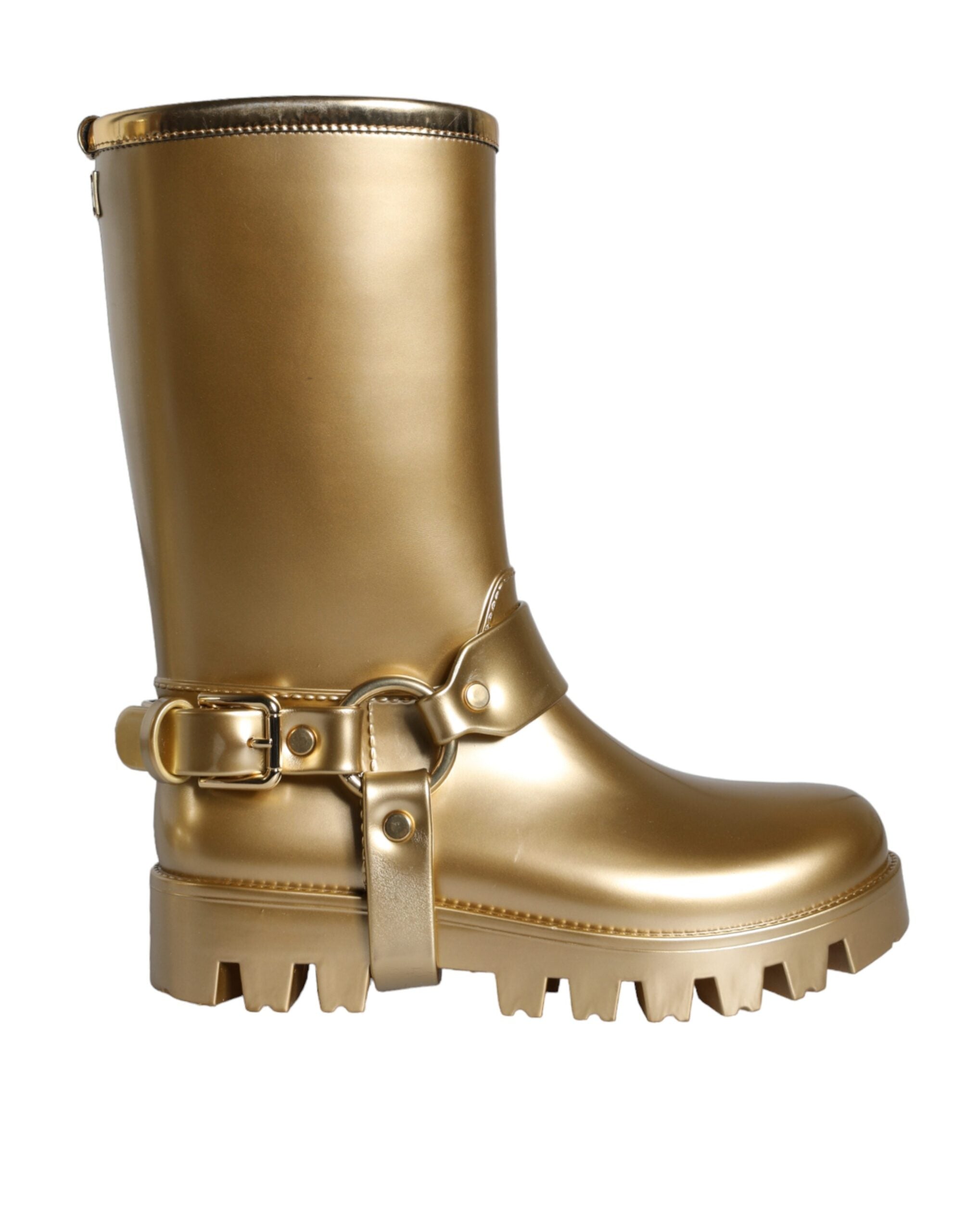 Dolce & Gabbana Metallic Gold Rubber PVC Rain Boots Shoes by Dolce & Gabbana