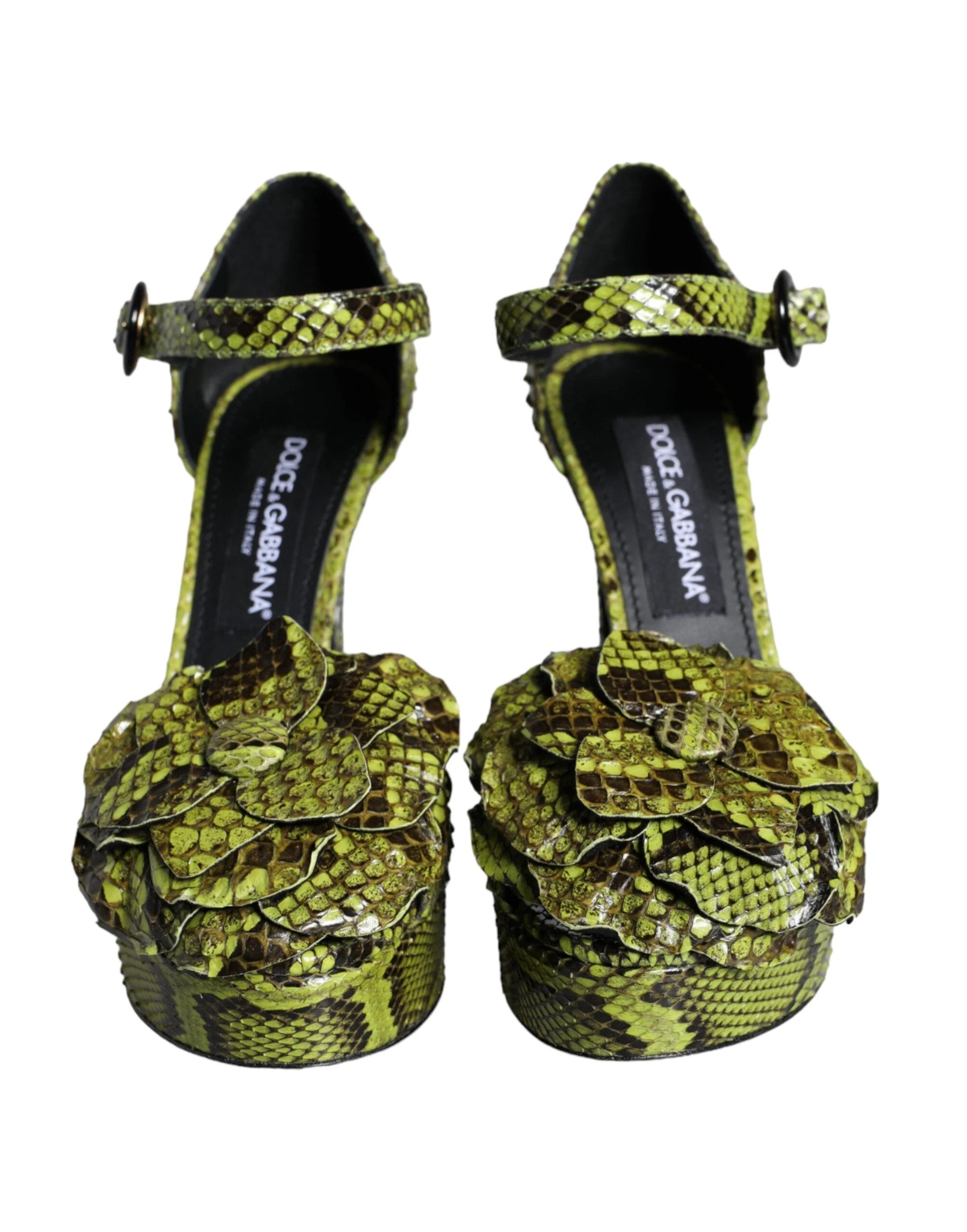 Dolce & Gabbana Green Exotic Leather Ankle Strap Heels Sandals Shoes by Dolce & Gabbana