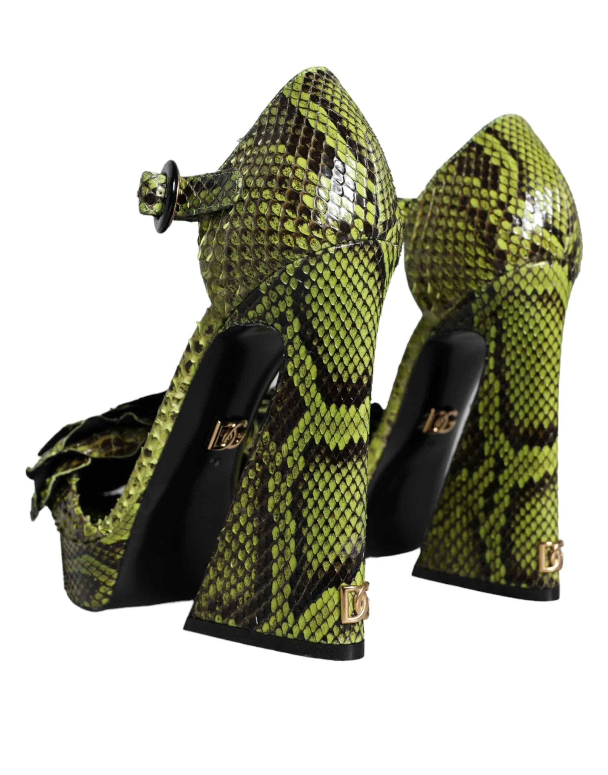 Dolce & Gabbana Green Exotic Leather Ankle Strap Heels Sandals Shoes by Dolce & Gabbana