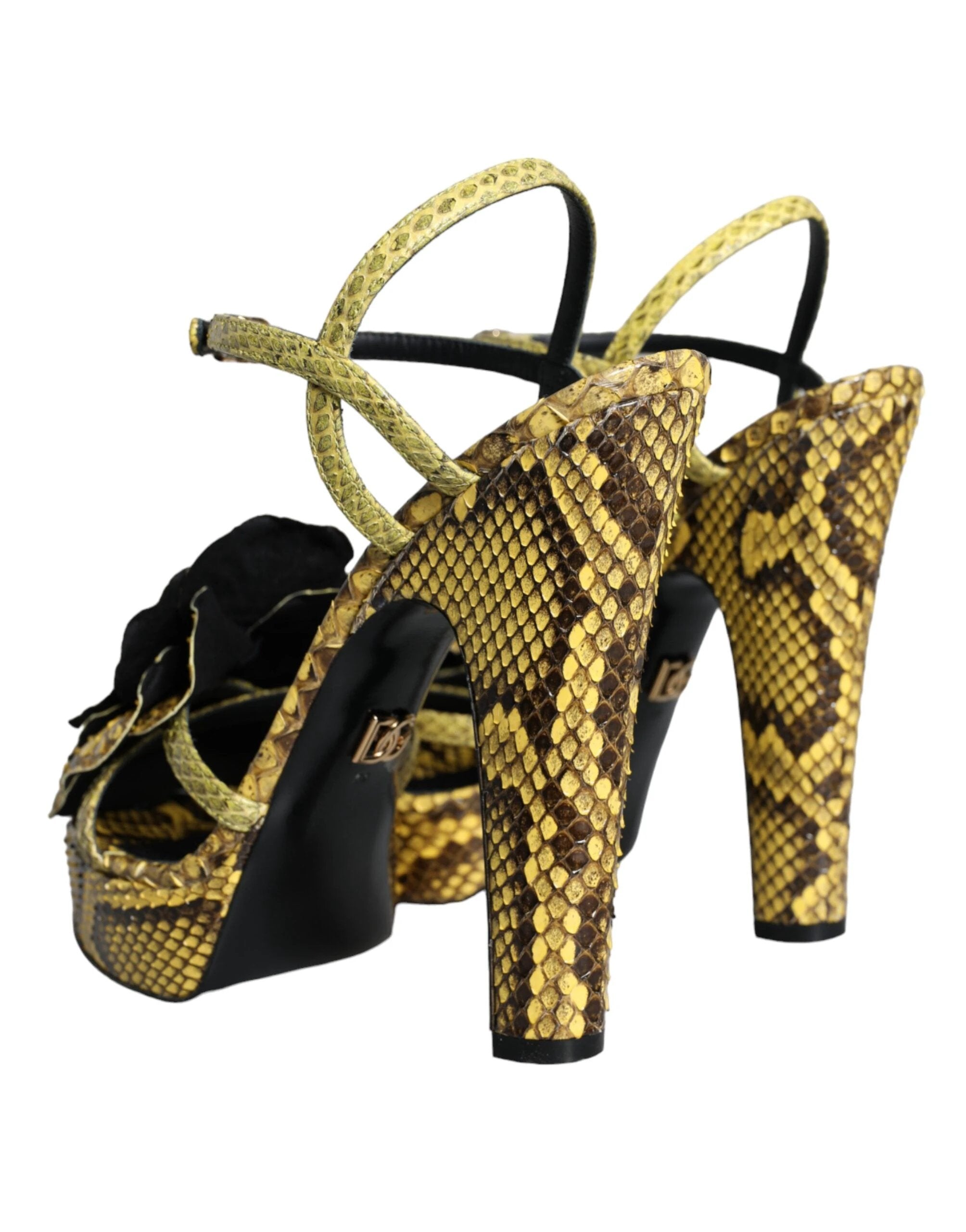 Dolce & Gabbana Yellow Exotic Leather Ankle Strap Heels Sandals Shoes by Dolce & Gabbana