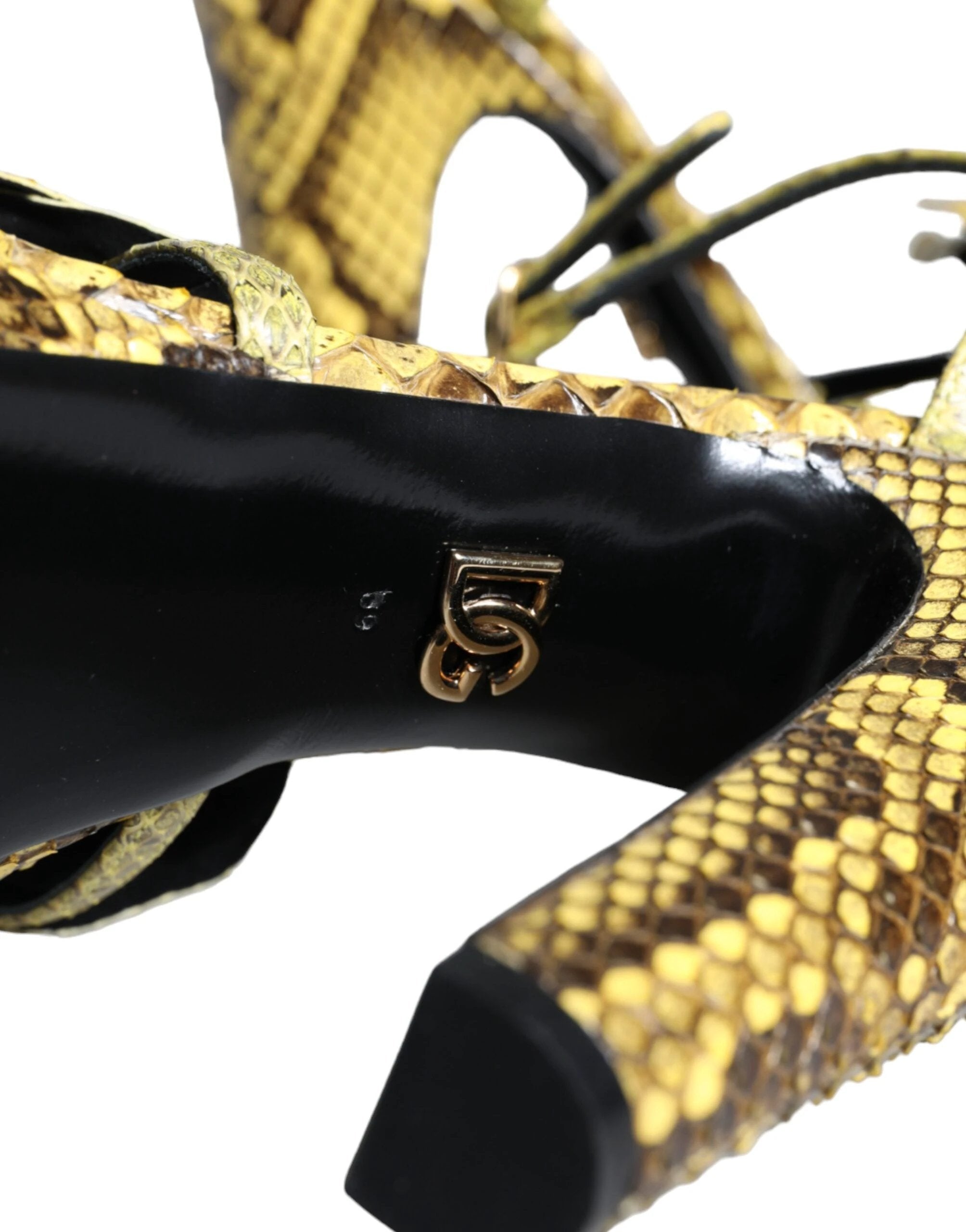 Dolce & Gabbana Yellow Exotic Leather Ankle Strap Heels Sandals Shoes by Dolce & Gabbana