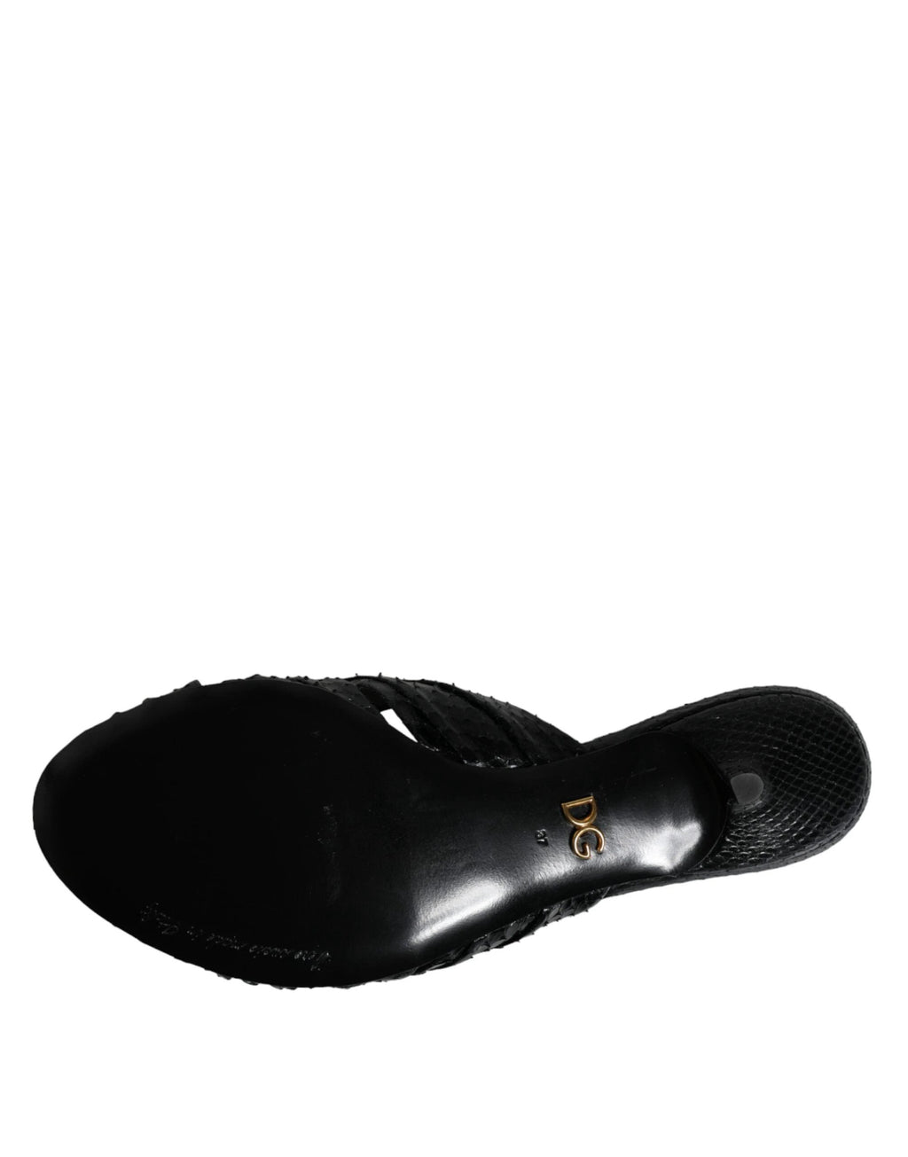 Dolce & Gabbana Black Leather Heels Slides Sandals Shoes by Dolce & Gabbana