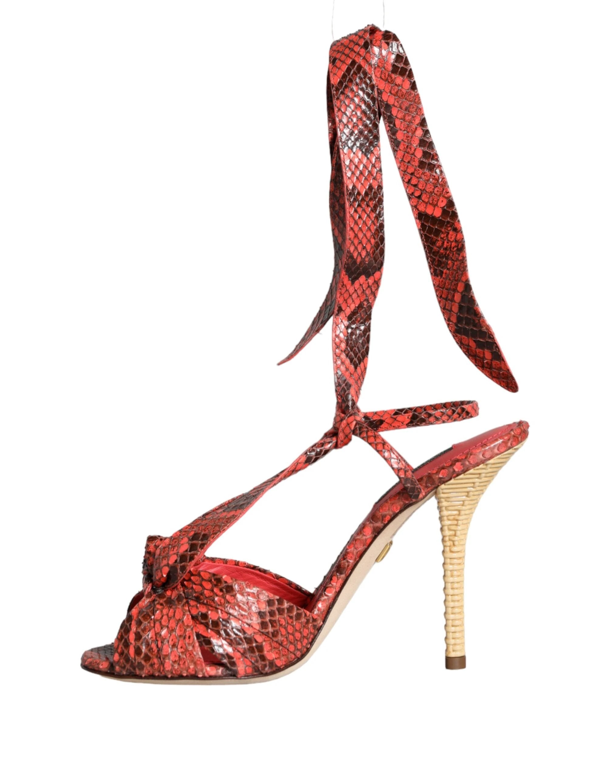 Dolce & Gabbana Coral Exotic Leather Heels Sandals Shoes by Dolce & Gabbana