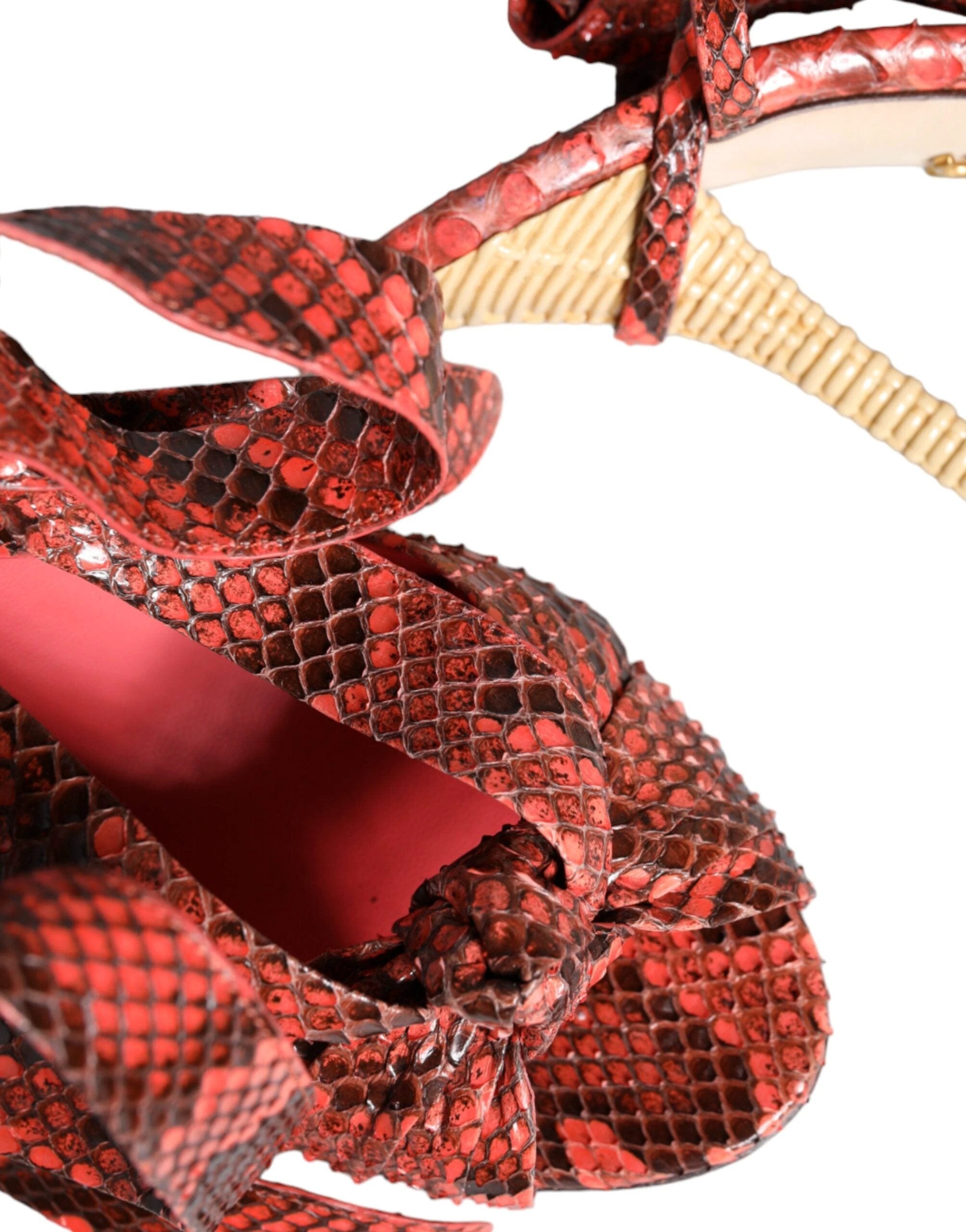 Dolce & Gabbana Coral Exotic Leather Heels Sandals Shoes by Dolce & Gabbana