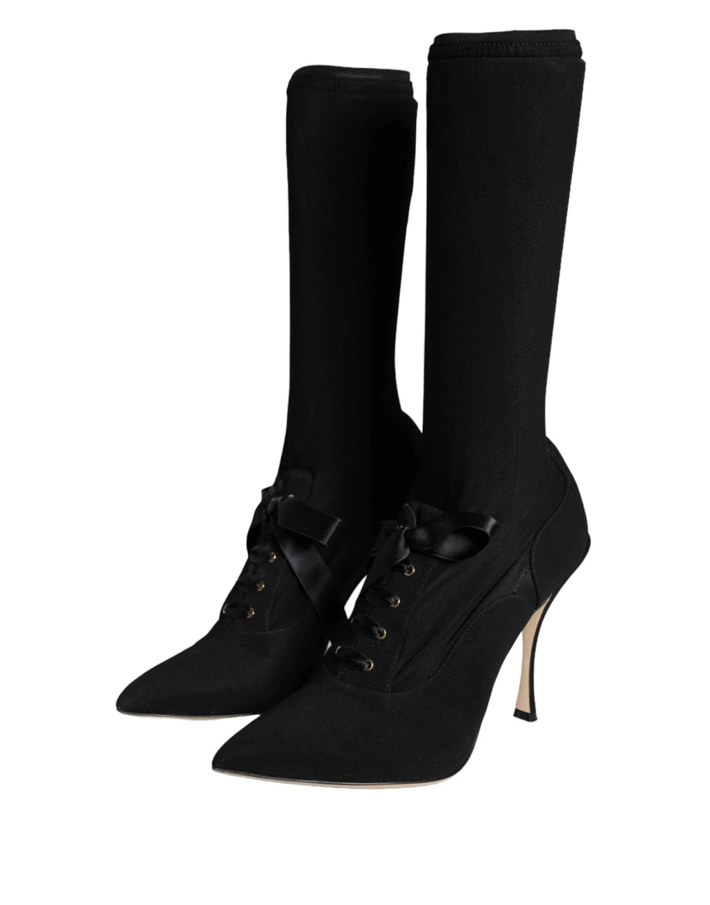 Dolce & Gabbana Black Stiletto Heels Mid Calf Boots Shoes by Dolce & Gabbana
