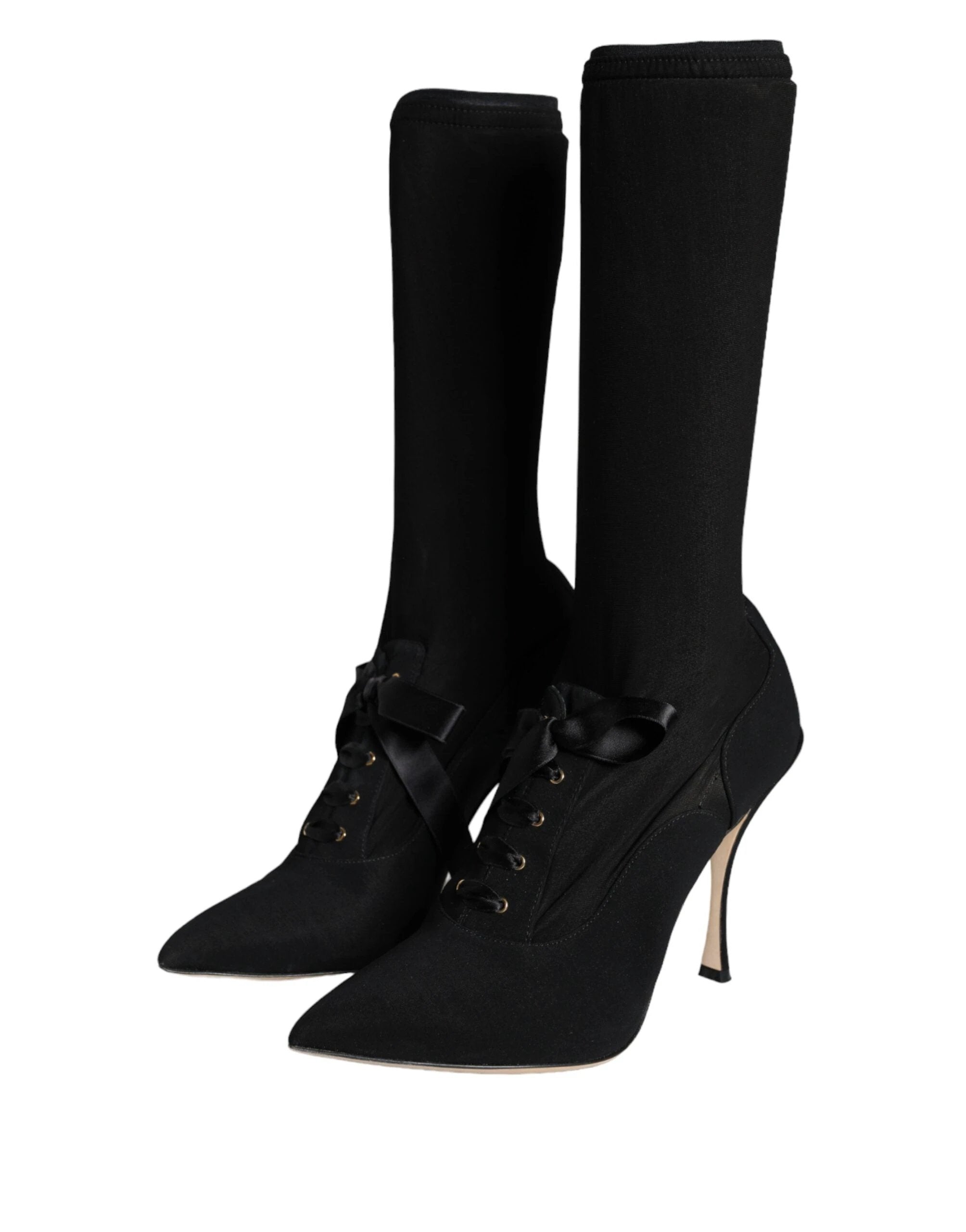 Dolce & Gabbana Black Stiletto Heels Mid Calf Boots Shoes by Dolce & Gabbana