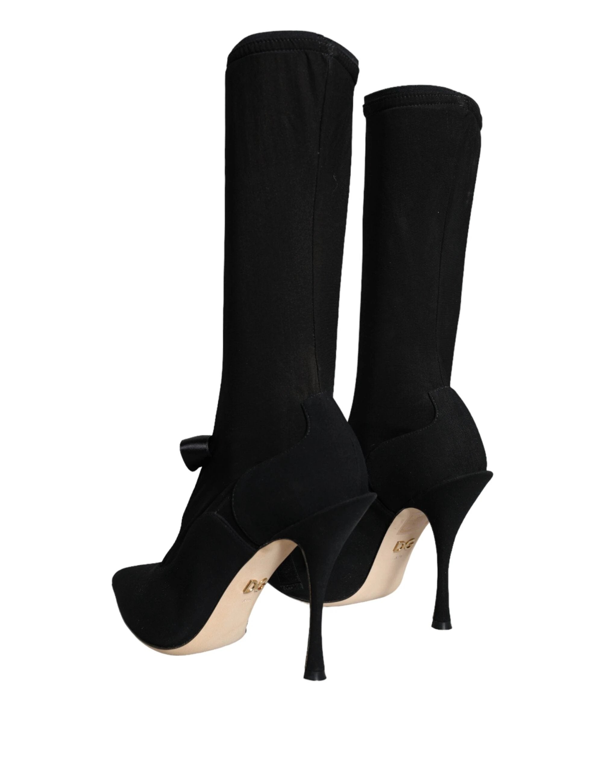 Dolce & Gabbana Black Stiletto Heels Mid Calf Boots Shoes by Dolce & Gabbana