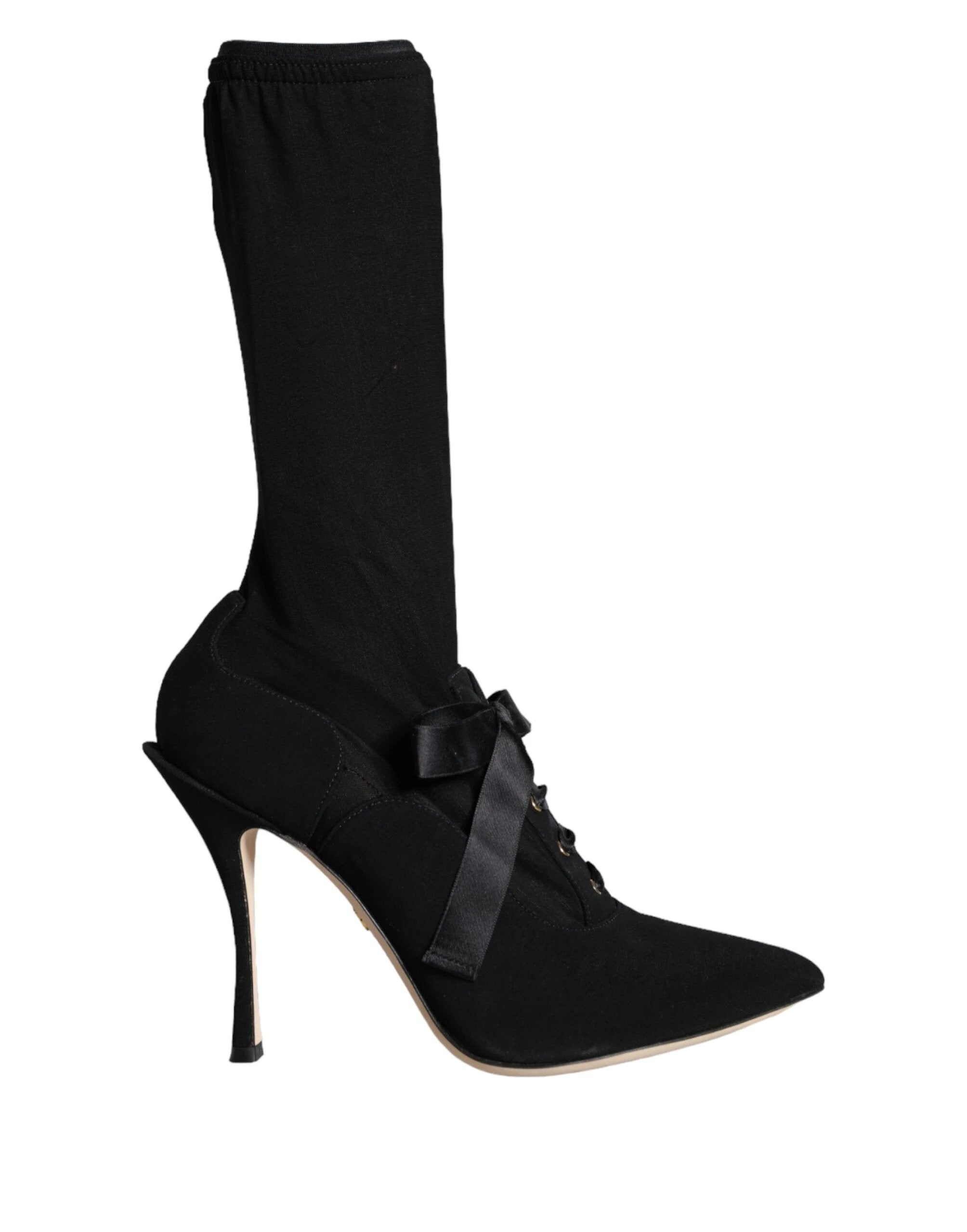 Dolce & Gabbana Black Stiletto Heels Mid Calf Boots Shoes by Dolce & Gabbana
