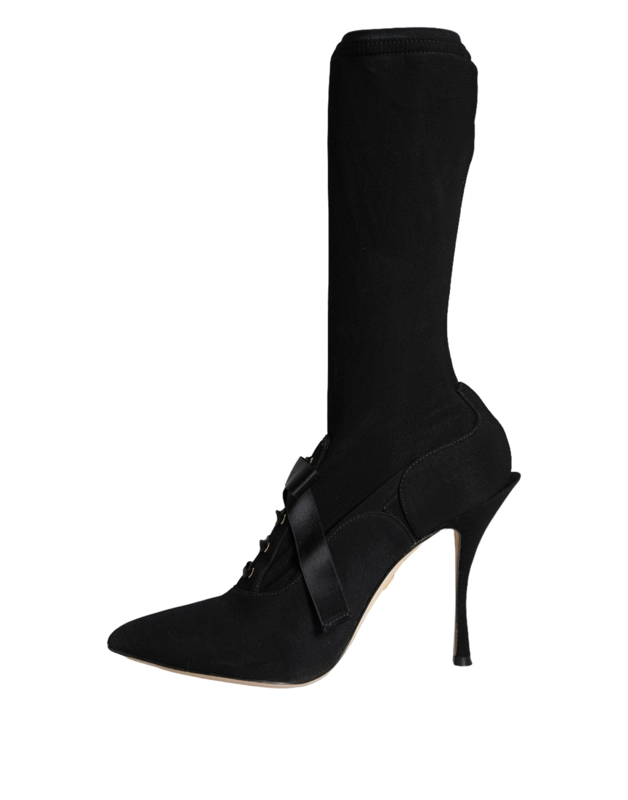 Dolce & Gabbana Black Stiletto Heels Mid Calf Boots Shoes by Dolce & Gabbana