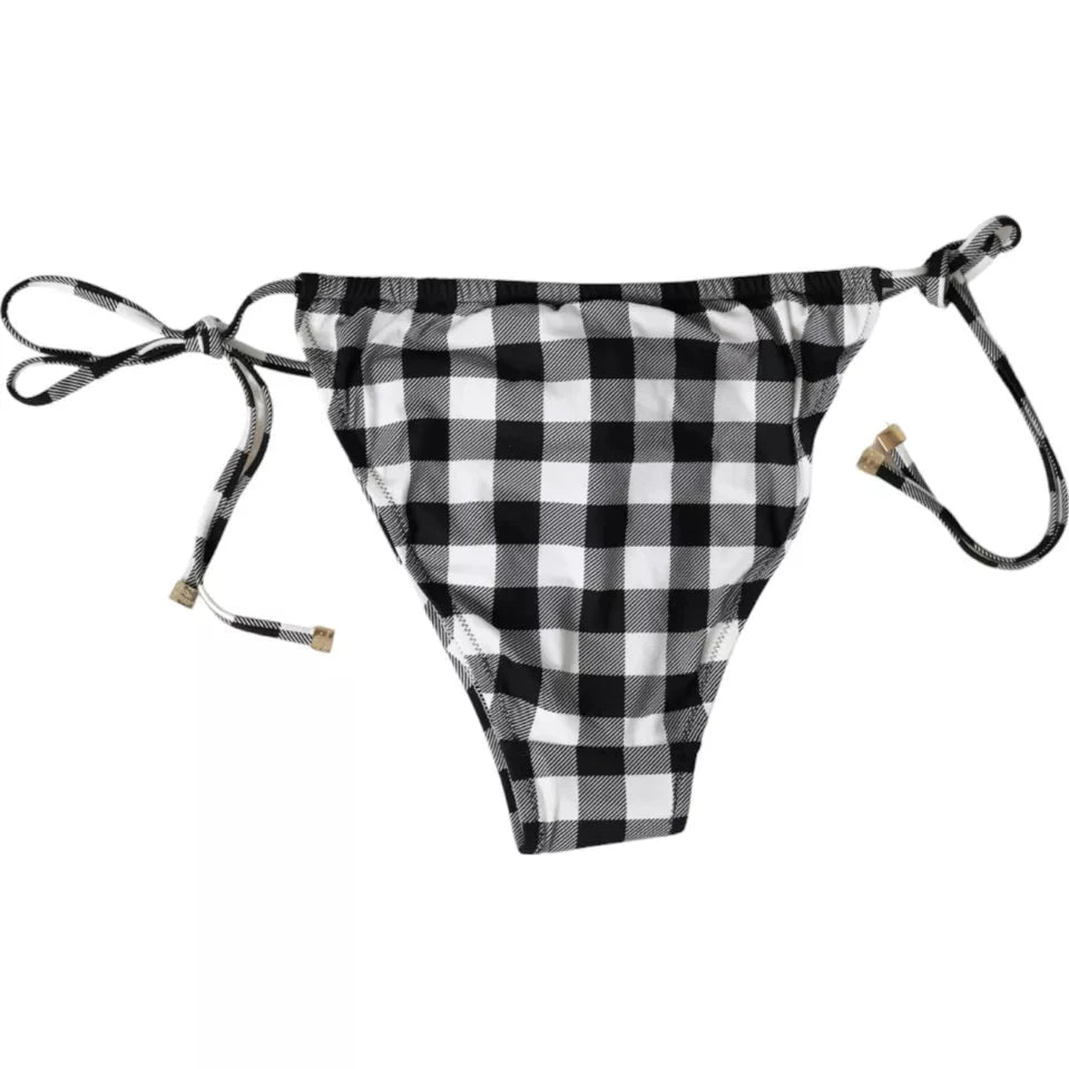 Dolce & Gabbana Black White Check Swimwear Beachwear Bottom Bikini by Dolce & Gabbana