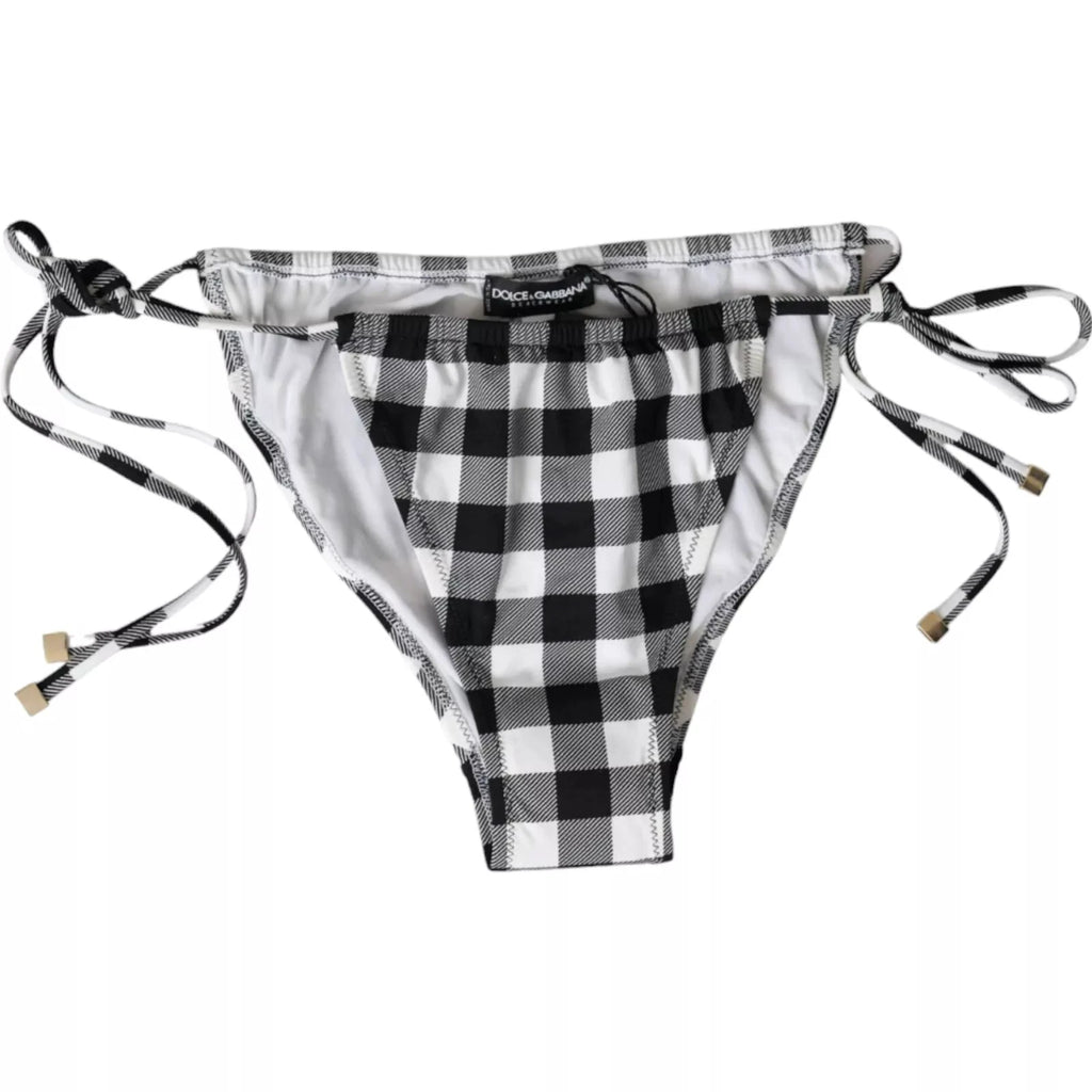 Dolce & Gabbana Black White Check Swimwear Beachwear Bottom Bikini by Dolce & Gabbana