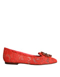 Dolce & Gabbana Coral Lace Crystal Ballet Flats Loafers Shoes by Dolce & Gabbana