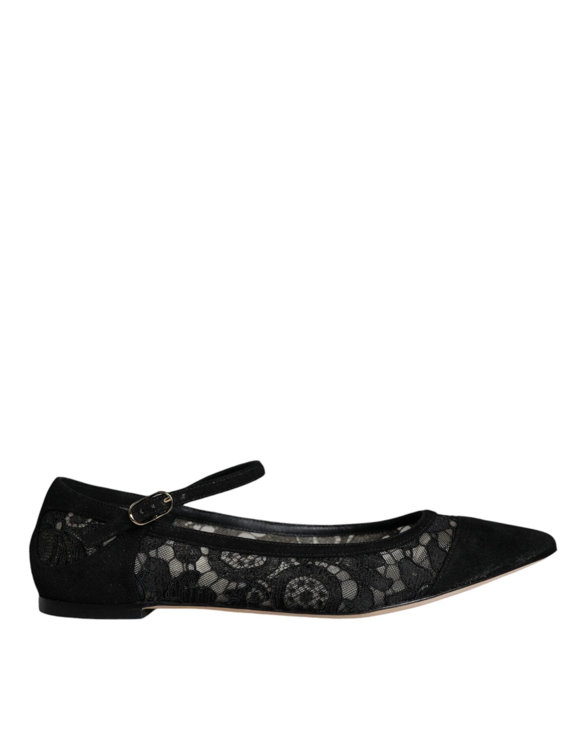 Dolce & Gabbana Black Taormina Lace Bellucci Flats Shoes by Dolce & Gabbana