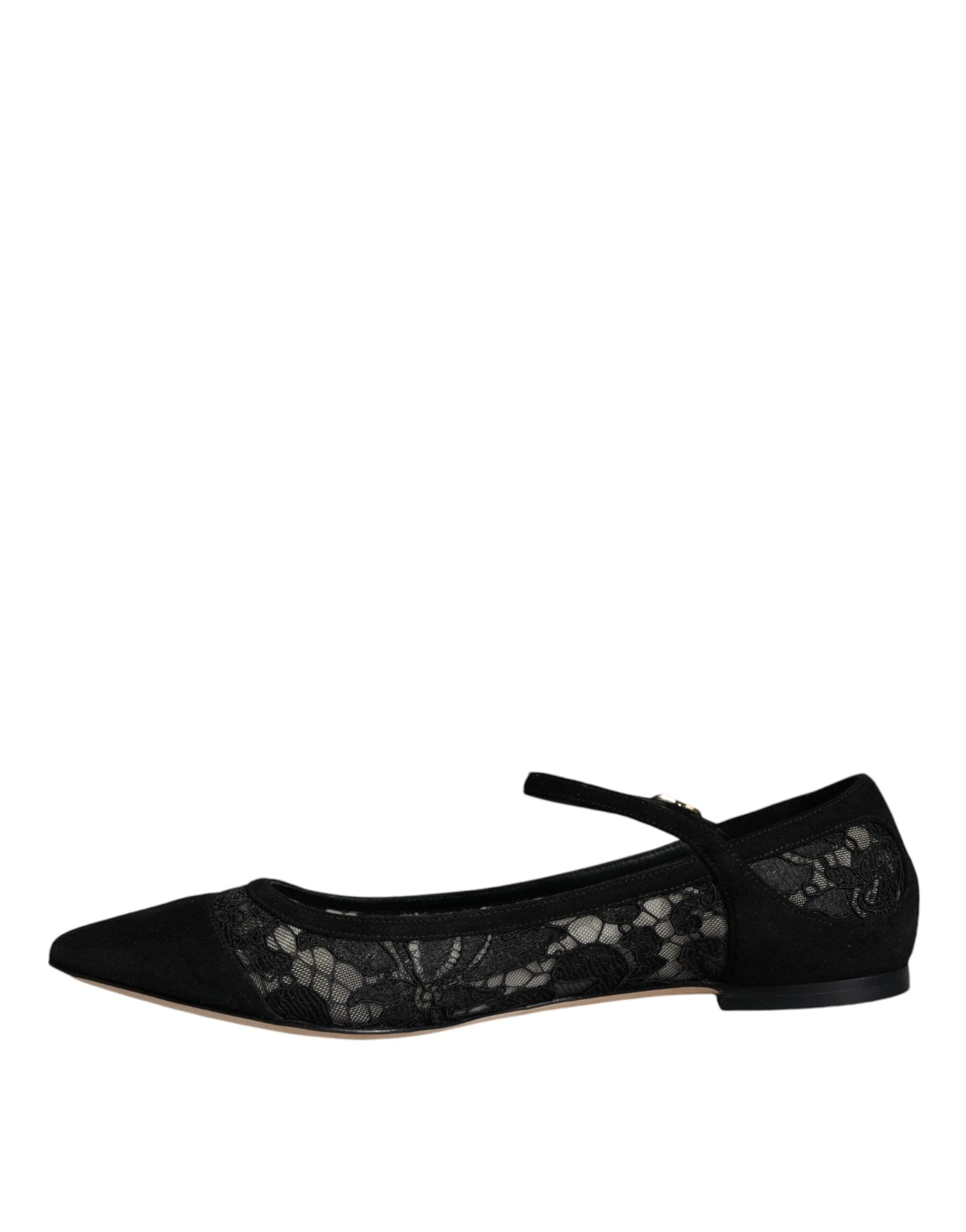 Dolce & Gabbana Black Taormina Lace Bellucci Flats Shoes by Dolce & Gabbana