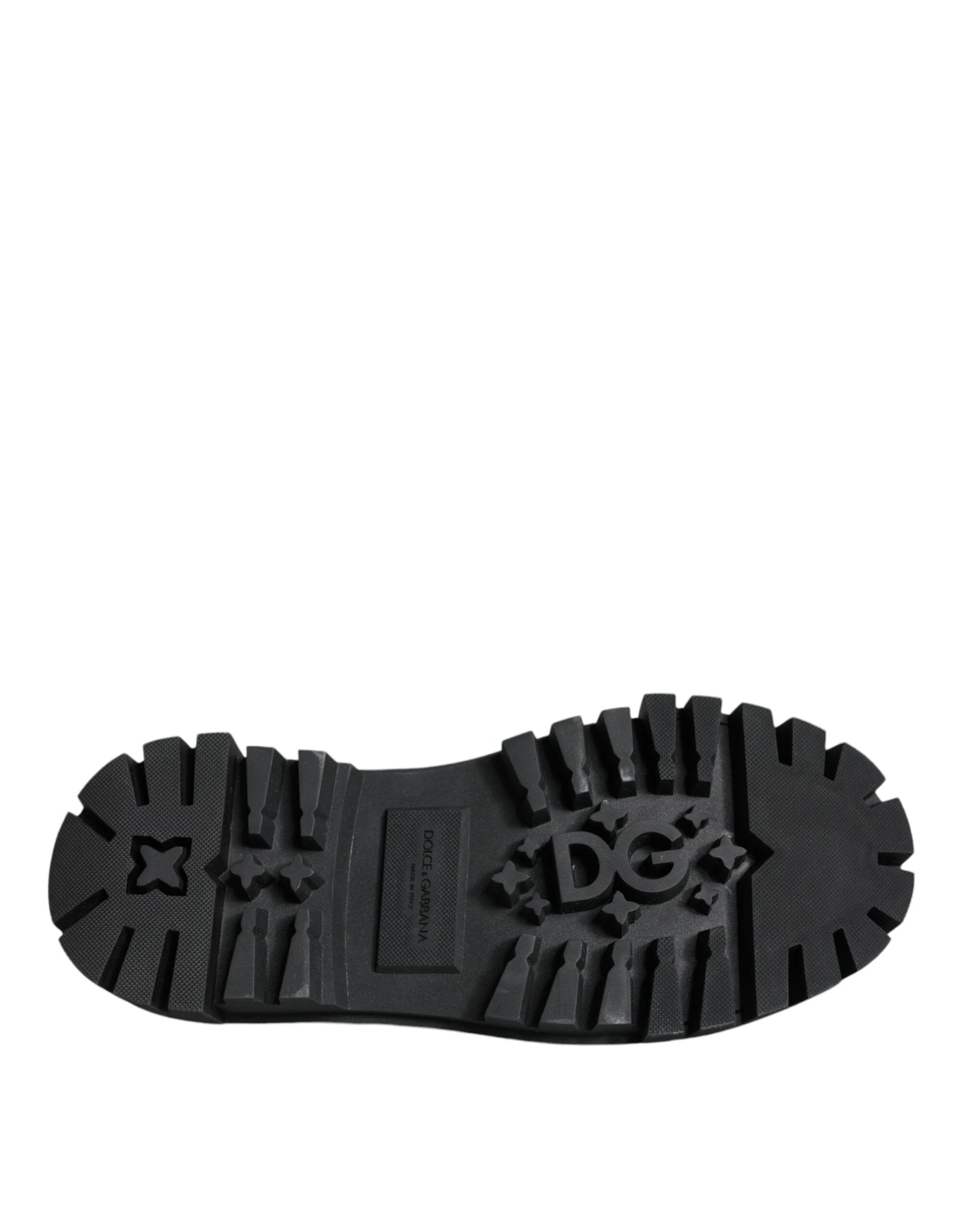 Dolce & Gabbana Black Leather Trekking Derby Embellished Shoes by Dolce & Gabbana