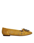 Dolce & Gabbana Mustard Lace Crystal Ballet Flats Loafer Shoes by Dolce & Gabbana