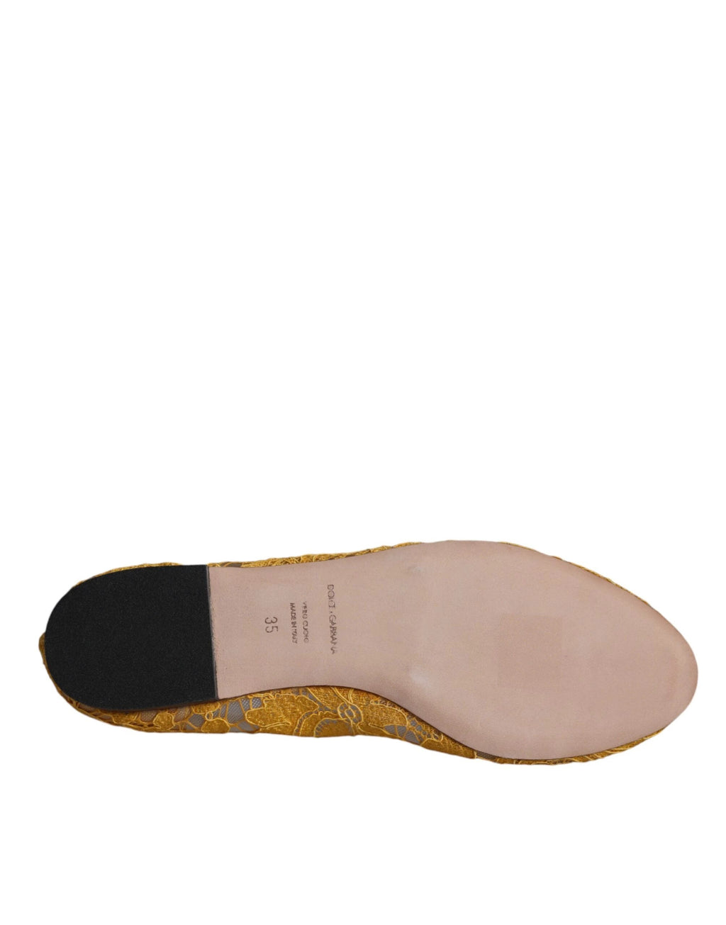 Dolce & Gabbana Mustard Lace Crystal Ballet Flats Loafer Shoes by Dolce & Gabbana