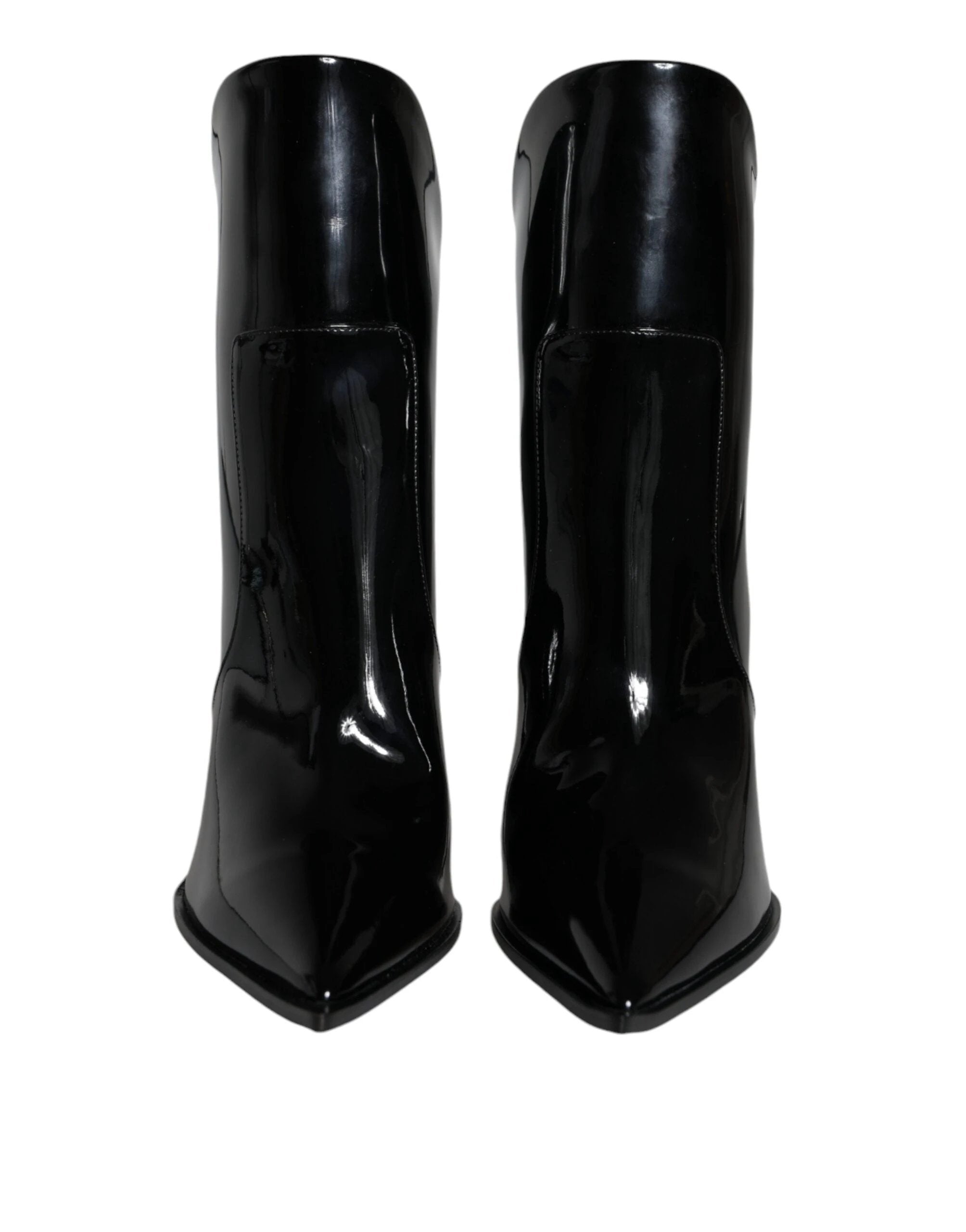 Dolce & Gabbana Black Patent Leather Pointed Ankle Boots Shoes by Dolce & Gabbana