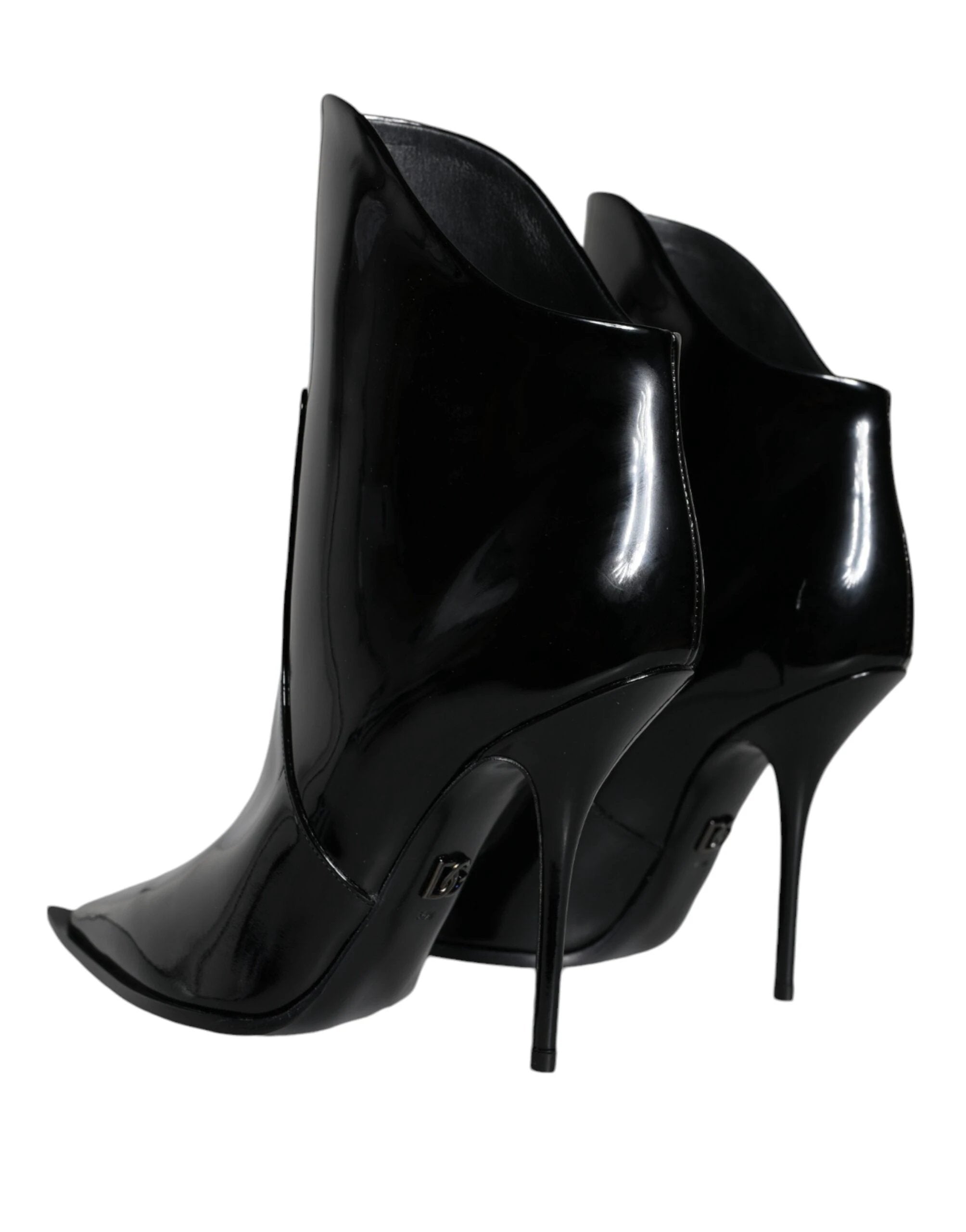 Dolce & Gabbana Black Patent Leather Pointed Ankle Boots Shoes by Dolce & Gabbana