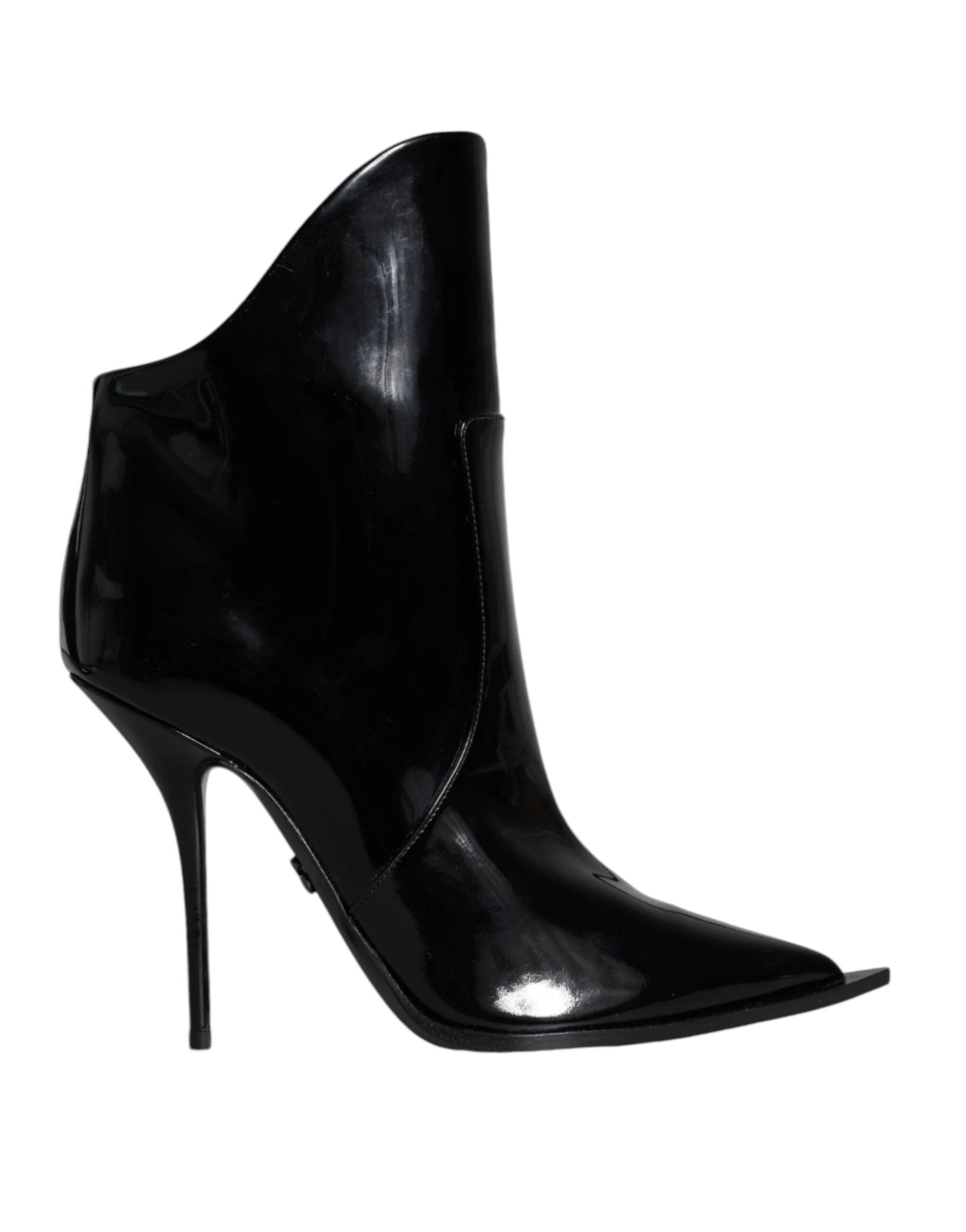 Dolce & Gabbana Black Patent Leather Pointed Ankle Boots Shoes by Dolce & Gabbana