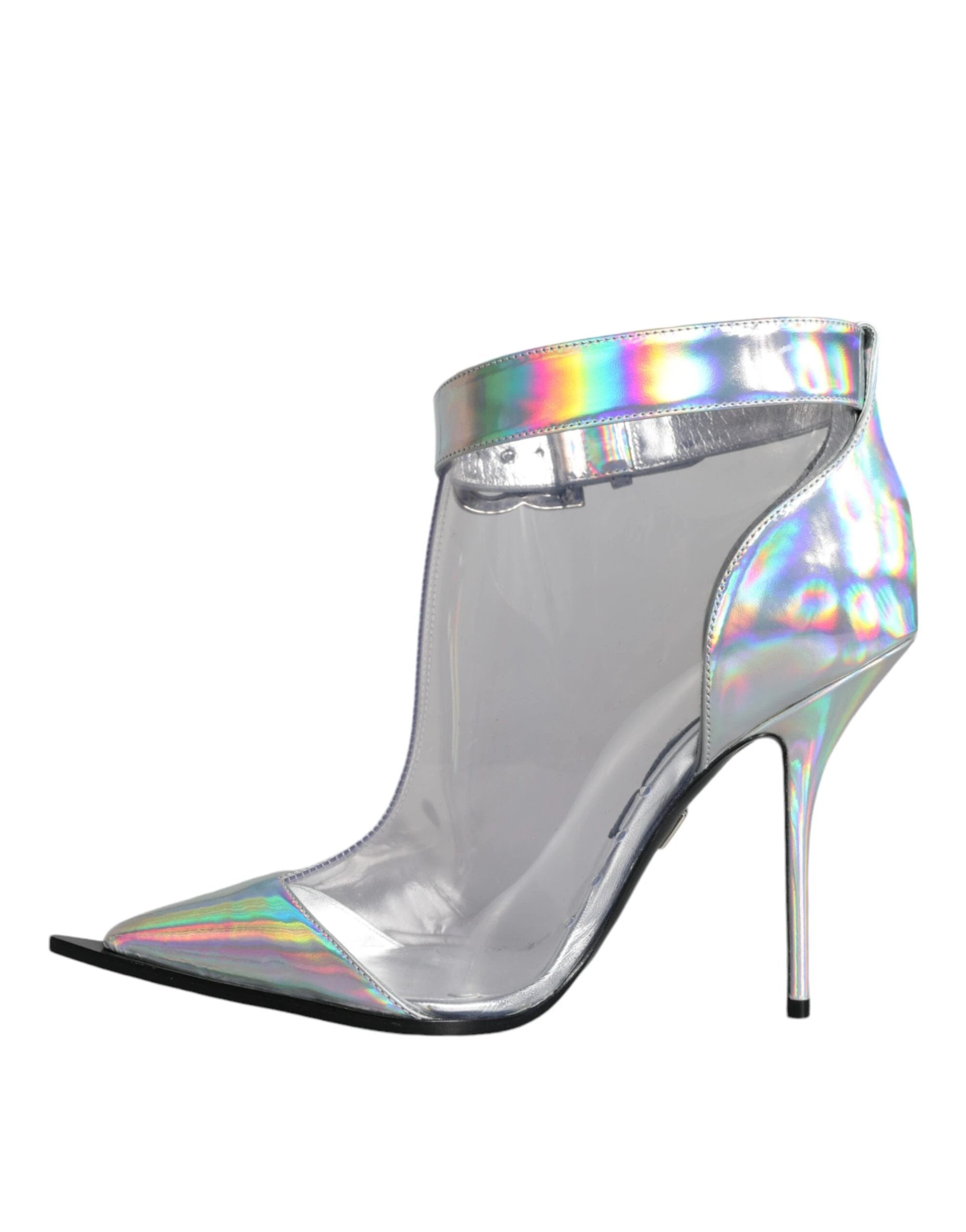 Dolce & Gabbana Silver Iridescent PVC Pointed Short Boots Shoes by Dolce & Gabbana