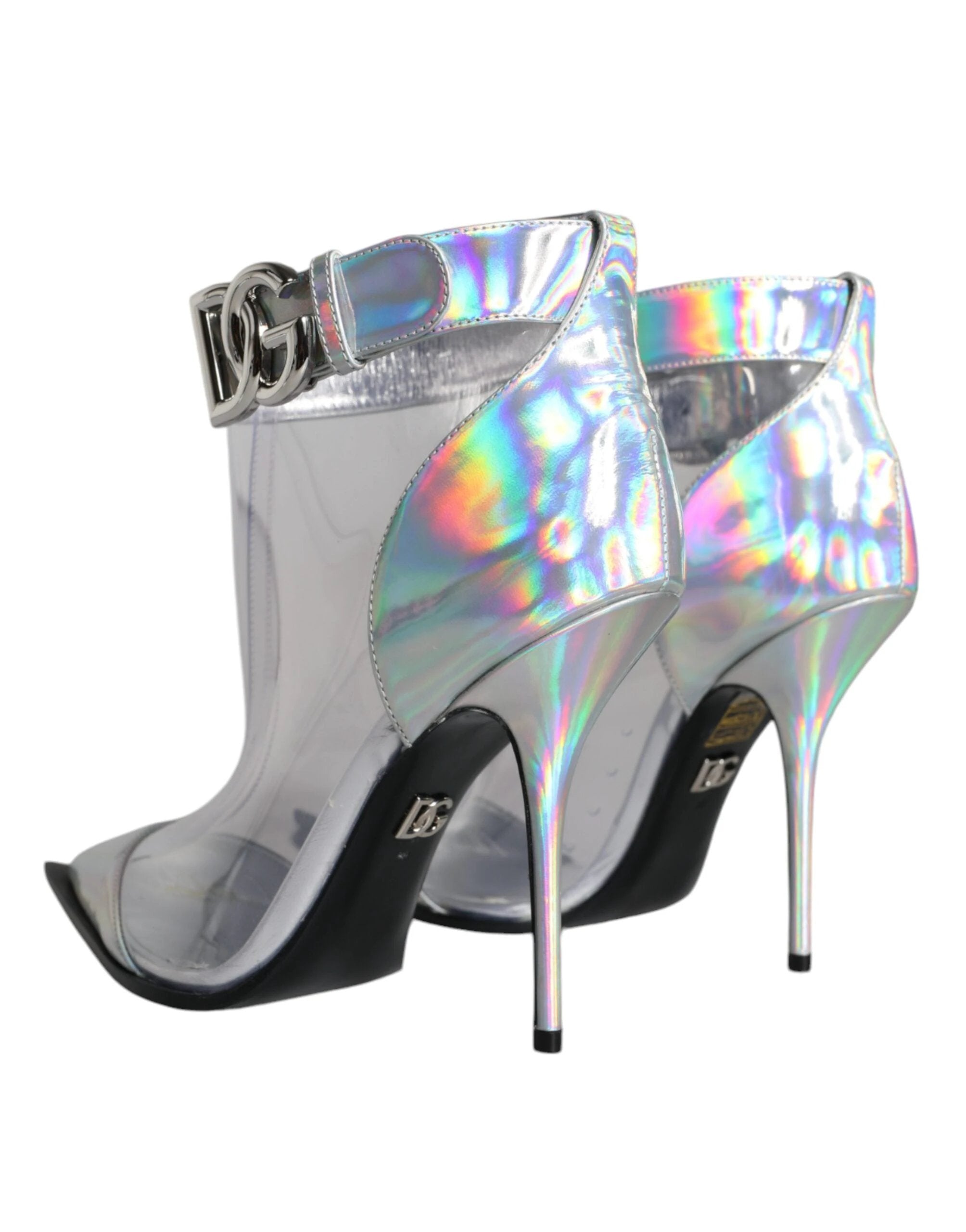 Dolce & Gabbana Silver Iridescent PVC Pointed Short Boots Shoes by Dolce & Gabbana