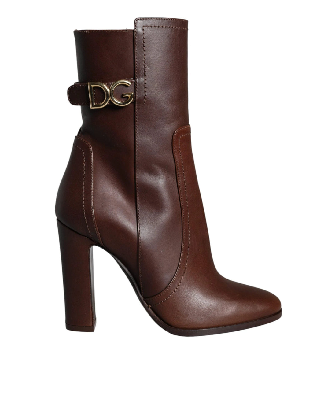 Dolce & Gabbana Brown Leather Heels Mid Calf Boots Shoes by Dolce & Gabbana