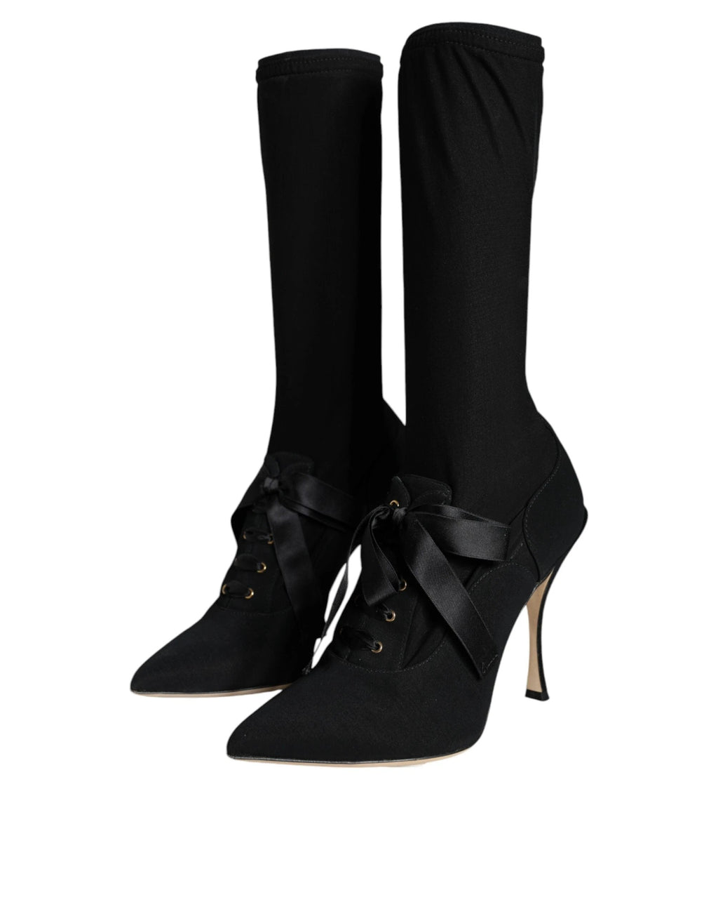 Dolce & Gabbana Black Stiletto Heels Mid Calf Boots Shoes by Dolce & Gabbana
