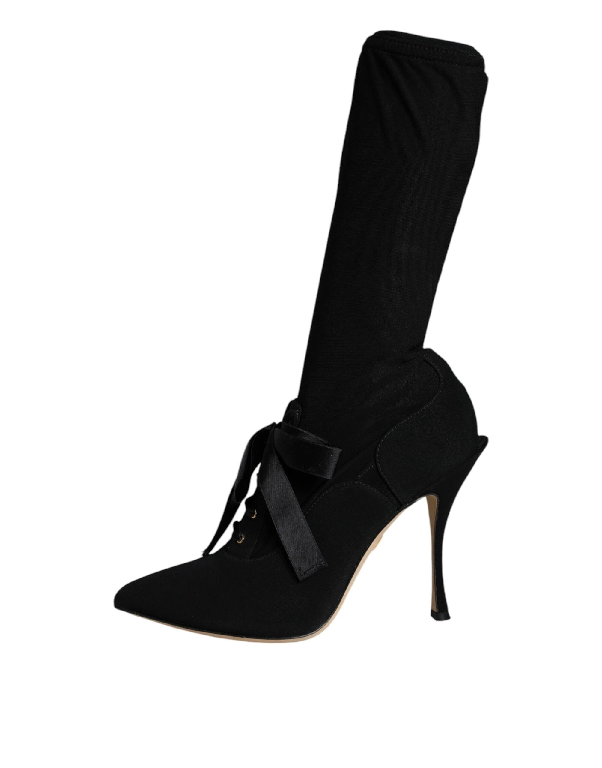 Dolce & Gabbana Black Stiletto Heels Mid Calf Boots Shoes by Dolce & Gabbana