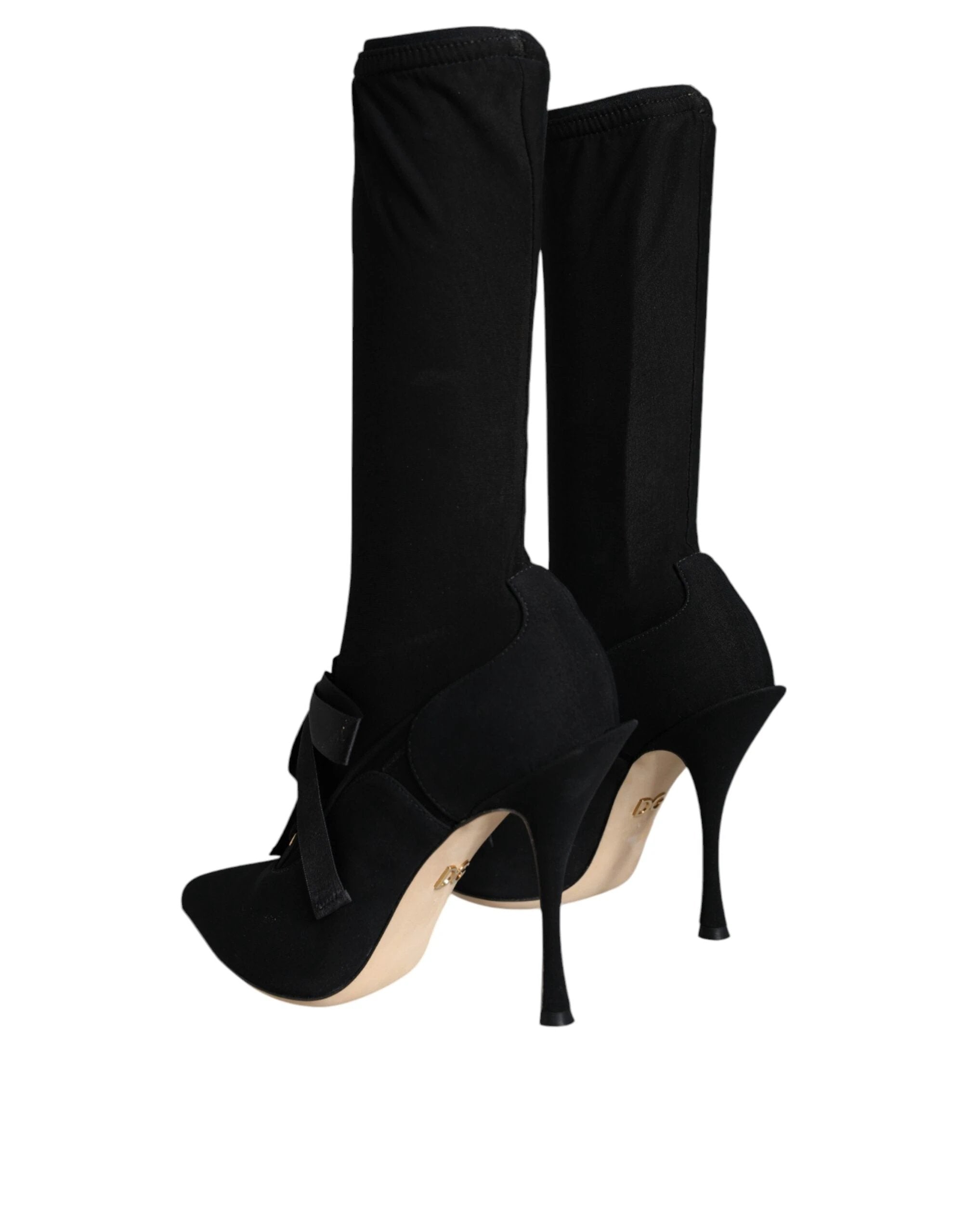 Dolce & Gabbana Black Stiletto Heels Mid Calf Boots Shoes by Dolce & Gabbana