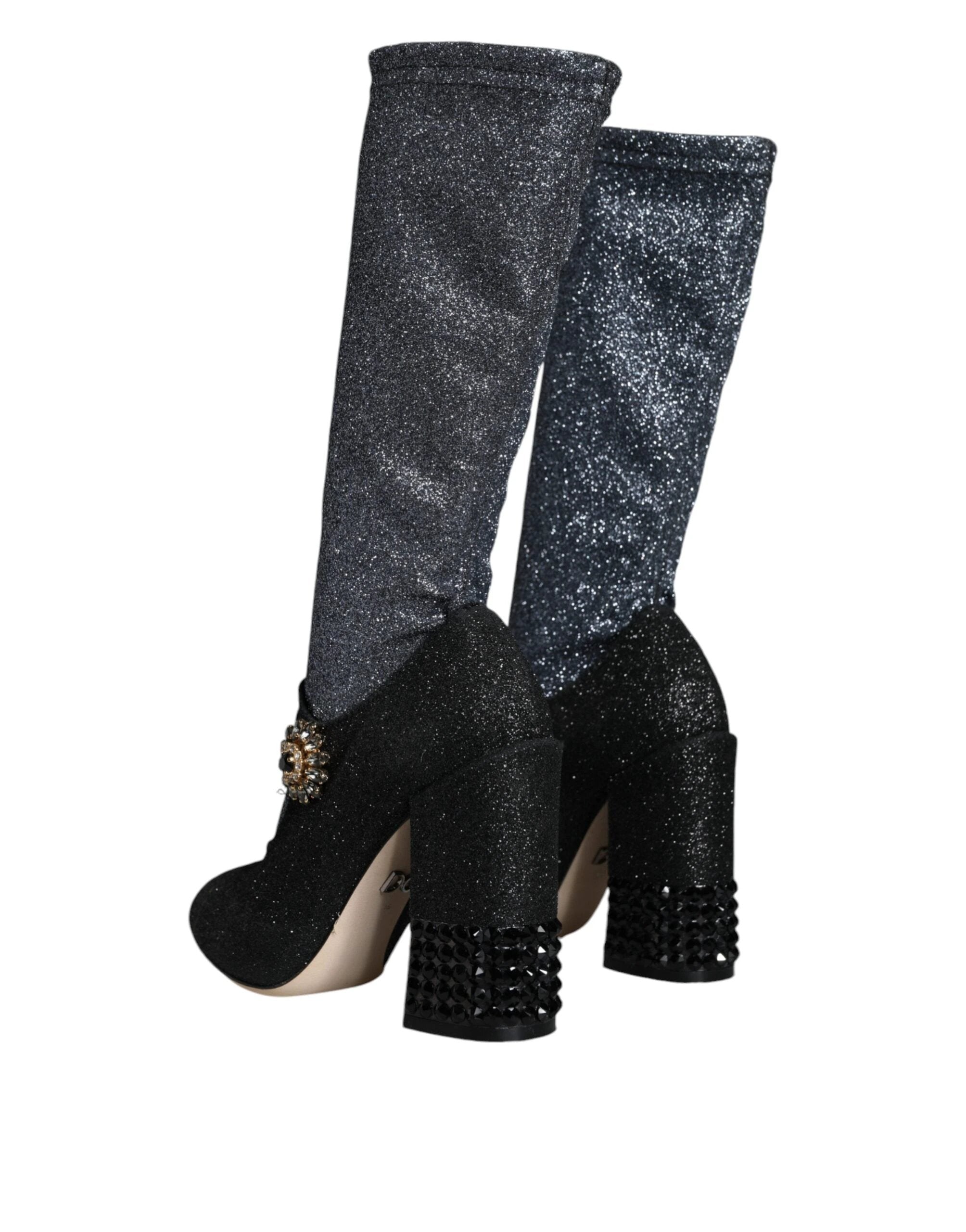 Dolce & Gabbana Black Crystal Mary Janes Booties Shoes by Dolce & Gabbana