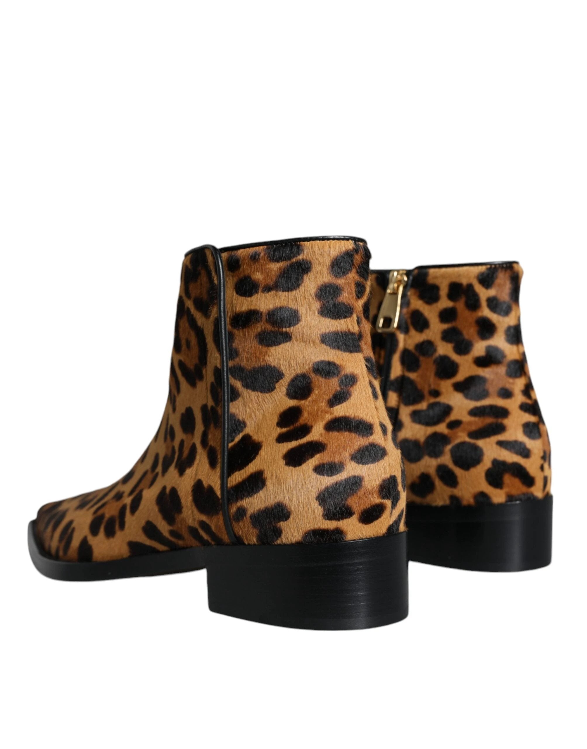 Dolce & Gabbana Brown Leopard Calf Fur Ankle Boots Shoes by Dolce & Gabbana