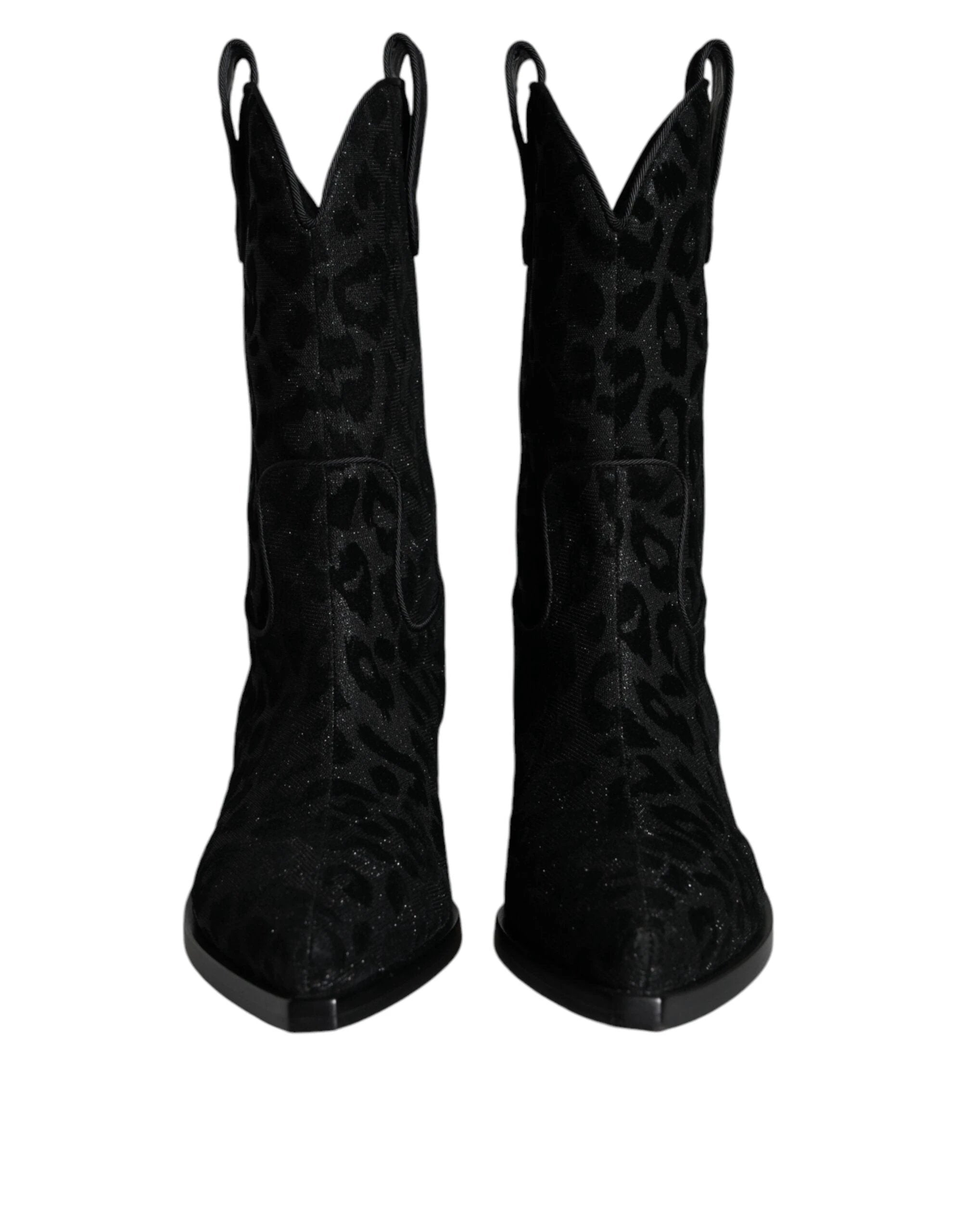 Dolce & Gabbana Black Gray Leopard Cowboy Boots Shoes by Dolce & Gabbana