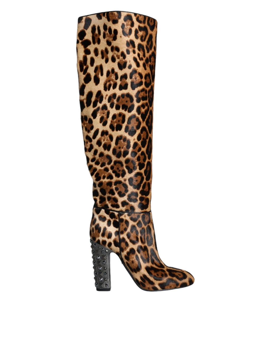 Dolce & Gabbana Beige Black Leopard Knee High Boots Shoes by Dolce & Gabbana