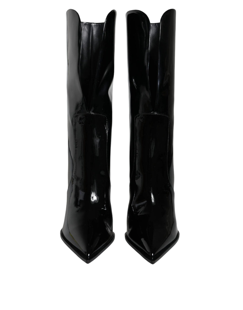 Dolce & Gabbana Black Patent Leather Mid Calf Boots Shoes by Dolce & Gabbana