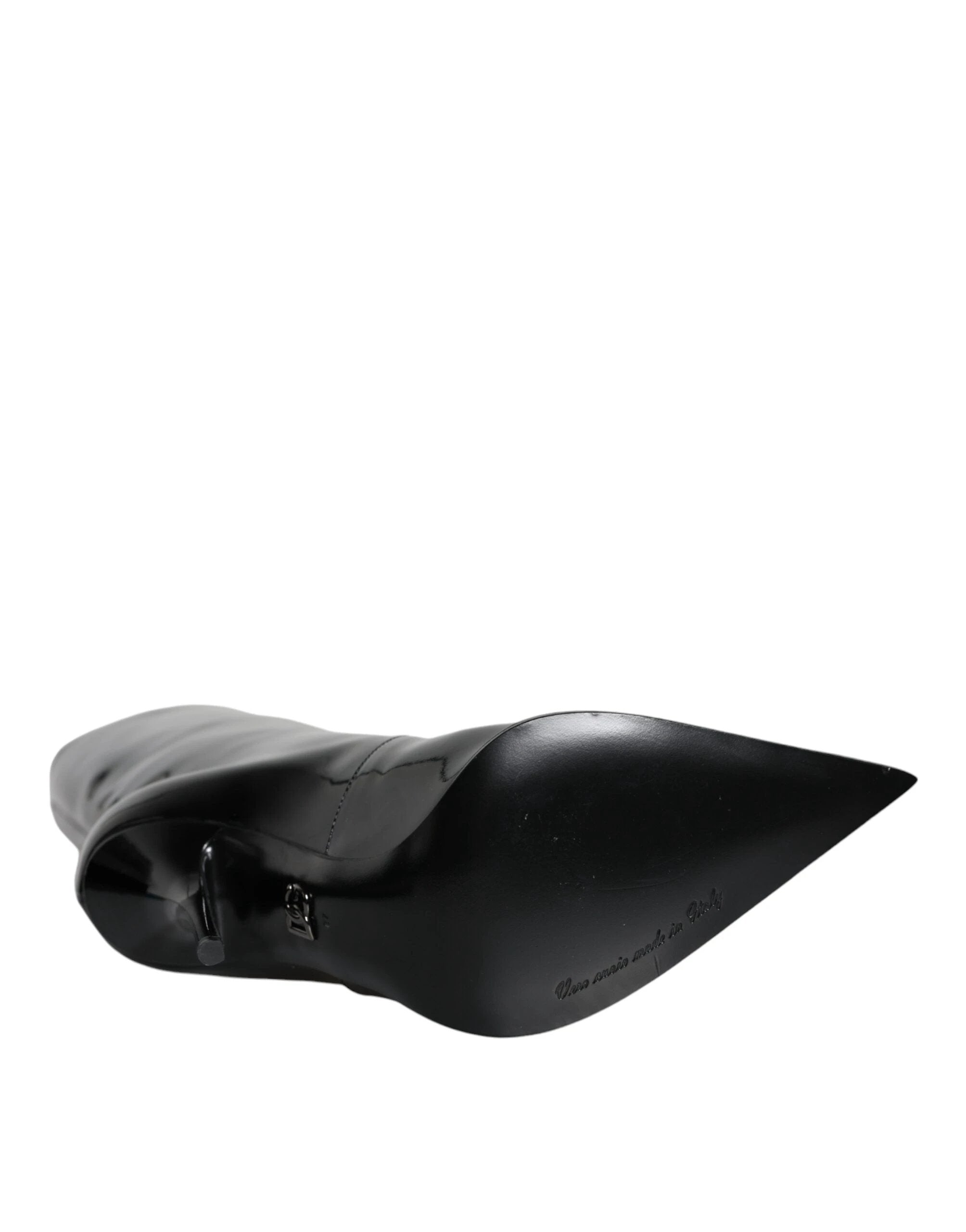 Dolce & Gabbana Black Patent Leather Mid Calf Boots Shoes by Dolce & Gabbana