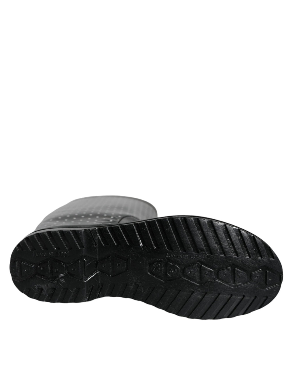 Dolce & Gabbana Black Polka Dot Rubber Knee High Boots Shoes by Dolce & Gabbana