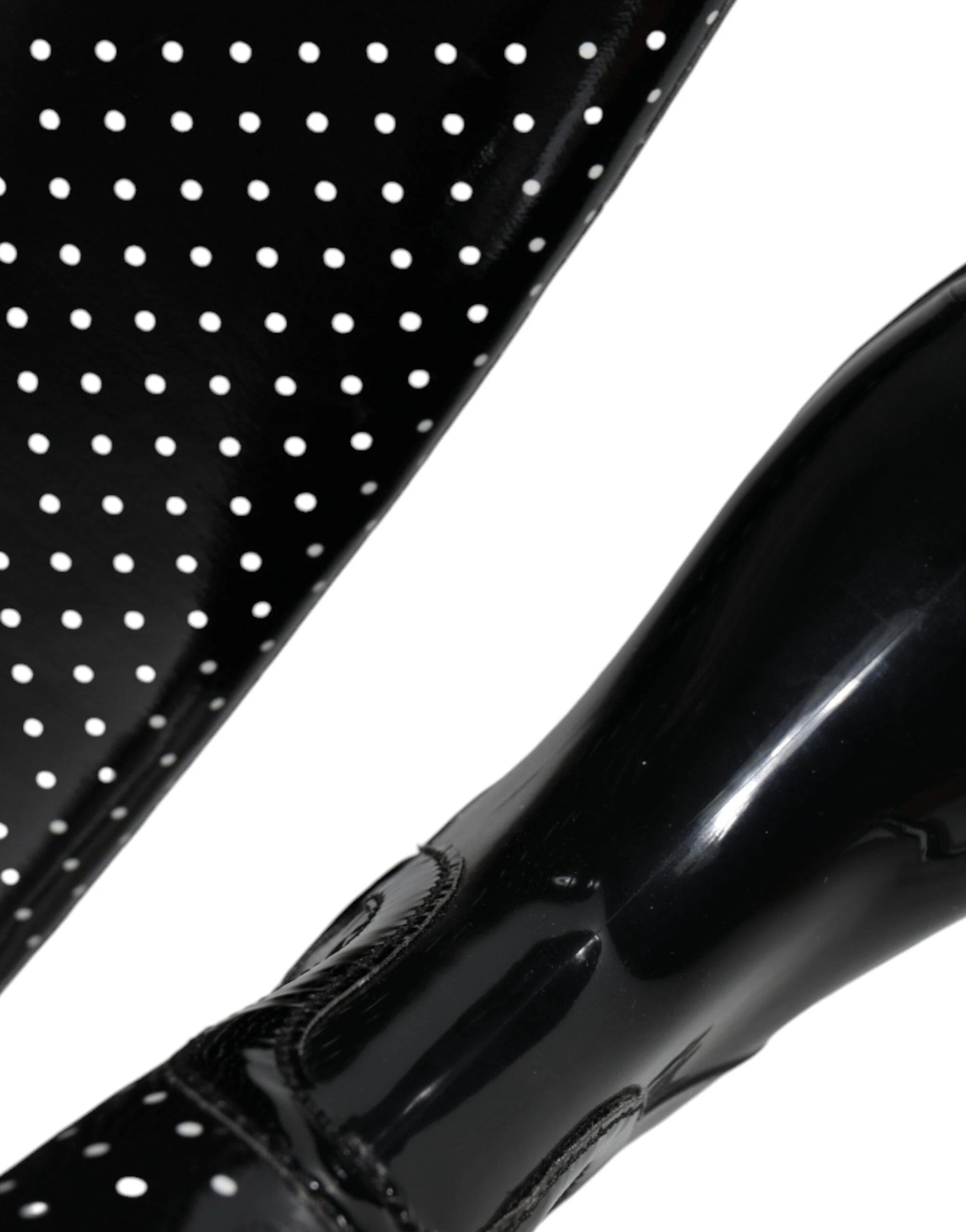Dolce & Gabbana Black Polka Dot Rubber Knee High Boots Shoes by Dolce & Gabbana